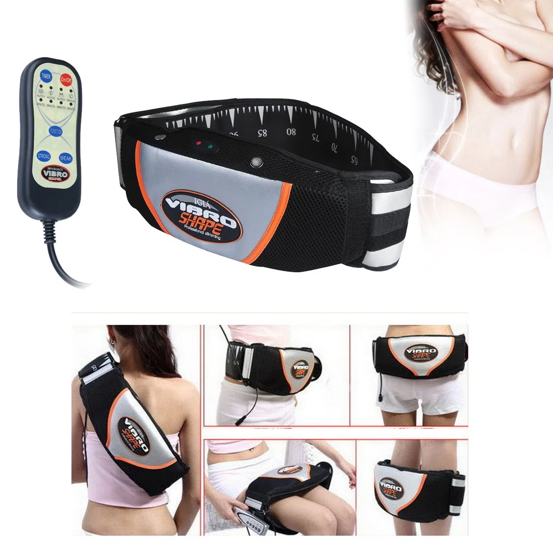 Vinteky Cinturón Vibratorio para Masaje, Adelgazar Cuidado Personal Body Toning Belt