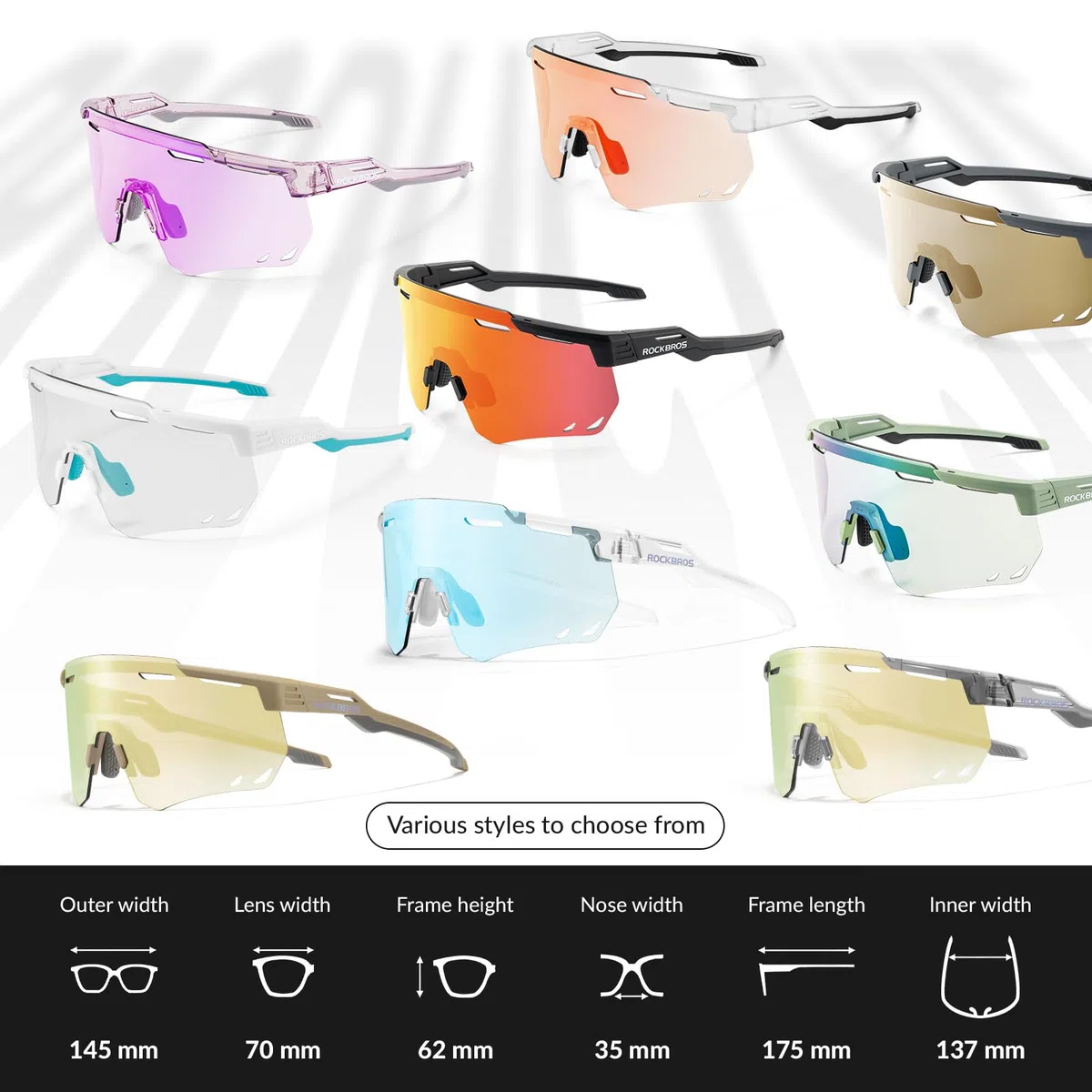 ROCKBROS Gafas Ciclismo Fotocromáticas TR90 Montura para Hombre Mujer, Gafas Bicicleta UV400 Protección Gafas de Sol Deportivas para MTB Running Escalada Deportes al Aire Libre