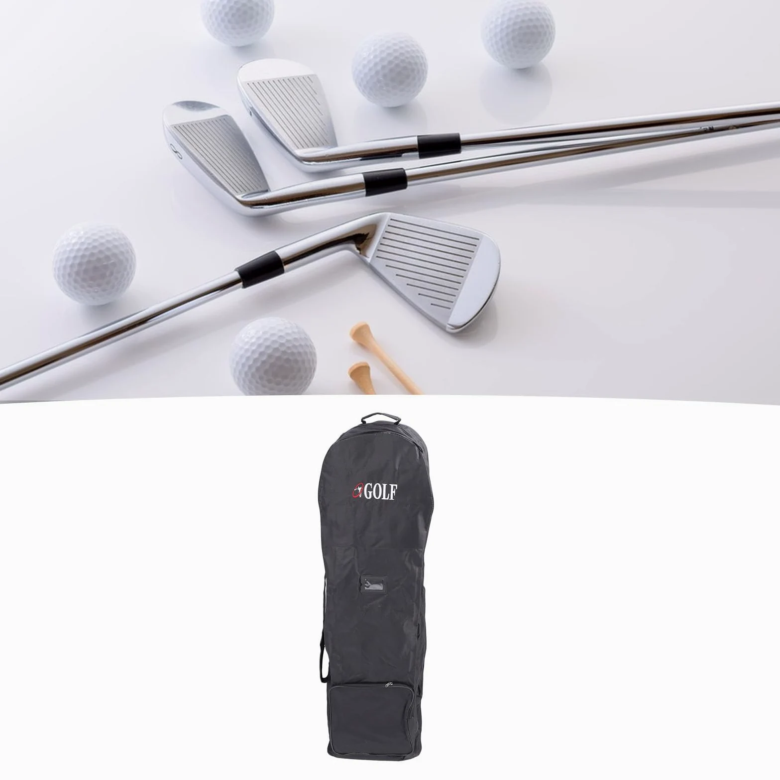 Wakects Bolsa de Viaje de Golf con Rueda, Tela Oxford 600D, Funda para Bolsa de Golf, Bolsa de Viaje Plegable Portátil con Bolsillo de Almacenamiento para Aerolíneas Voladoras, Color Negro