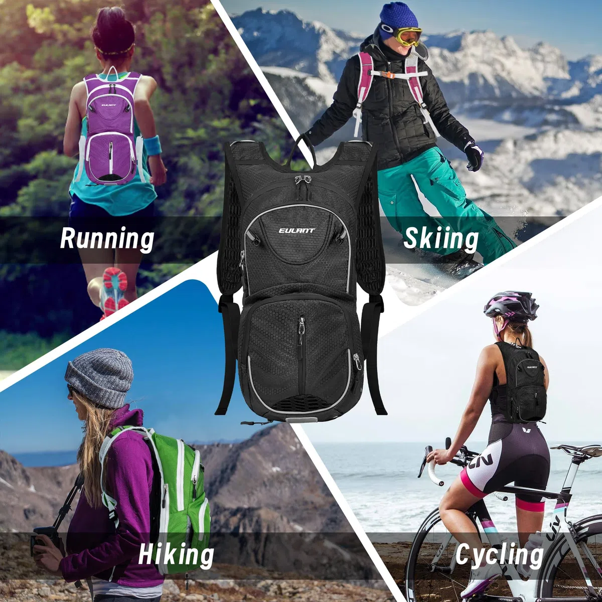 EULANT Pequeña Mochila para Bicicleta,12L Mochila de Hidratación Impermeable,Reflectoras Mochila de Ciclismo para MTB Senderismo Correr Natación Playa, con Capa de Aislamiento & red de pelota