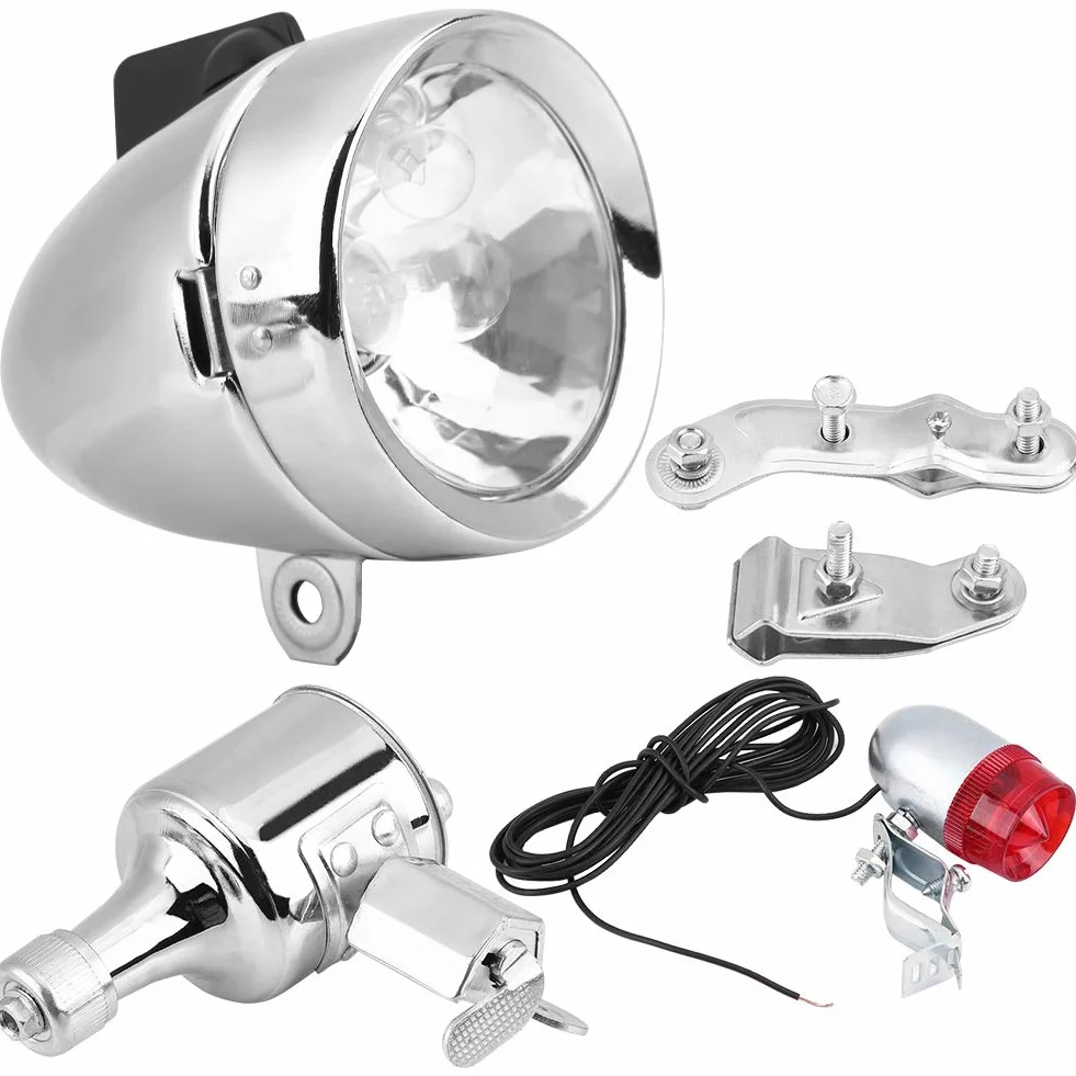 Qii lu 12V 6W generador de fricción dínamo luz Trasera Kit de Luces traseras, Kit de Faros de Bicicleta motorizada para Bicicleta motorizada