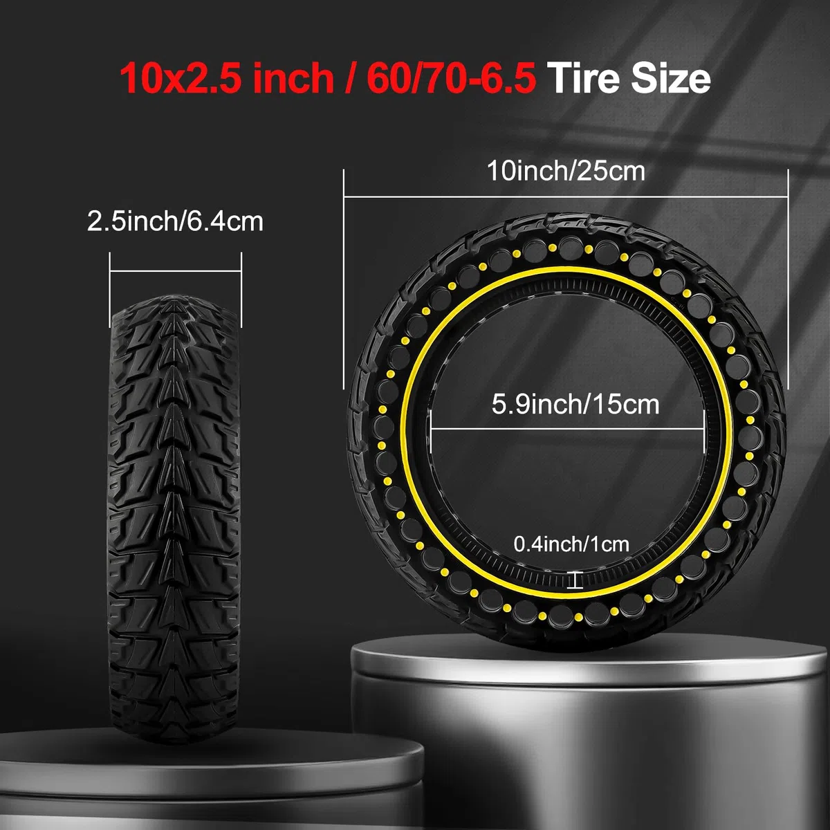 BANGTING 2PCS 60/70-6.5 Ruedas Macizas para Patinete Electrico, 10x2.5 Pulgadas Neumáticos de Reemplazo, 10x2.50-6.5 Rueda Para Segway Ninebot Max G2/G30/G30D/G30E/G30E/G30LP/G30D II/G30 Max