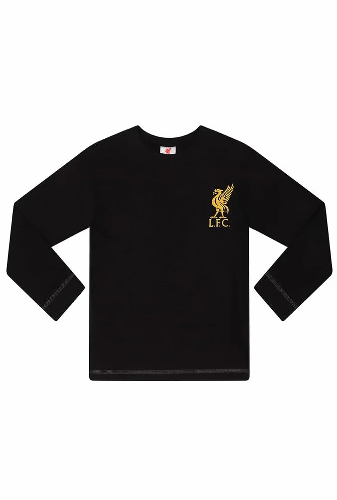 Liverpool Football Club - Conjunto de pijama largo para hombre, color negro y dorado