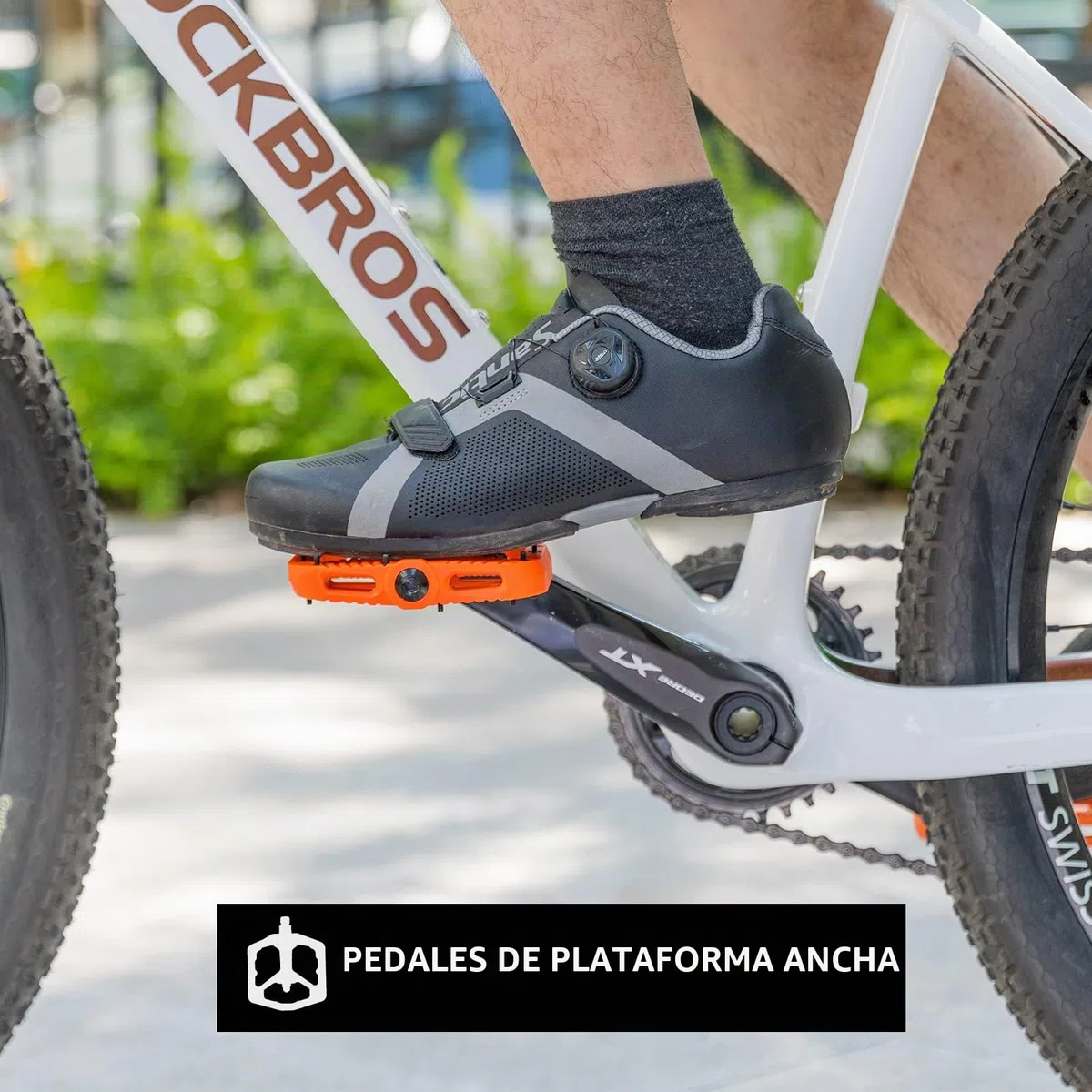 ROCKBROS Pedales Bicicleta, Pedales de Nylon para MTB BMX Bicicleta Carretera, Plataforma Grande Antideslizantes Ligeros, 9/16 Pulgadas
