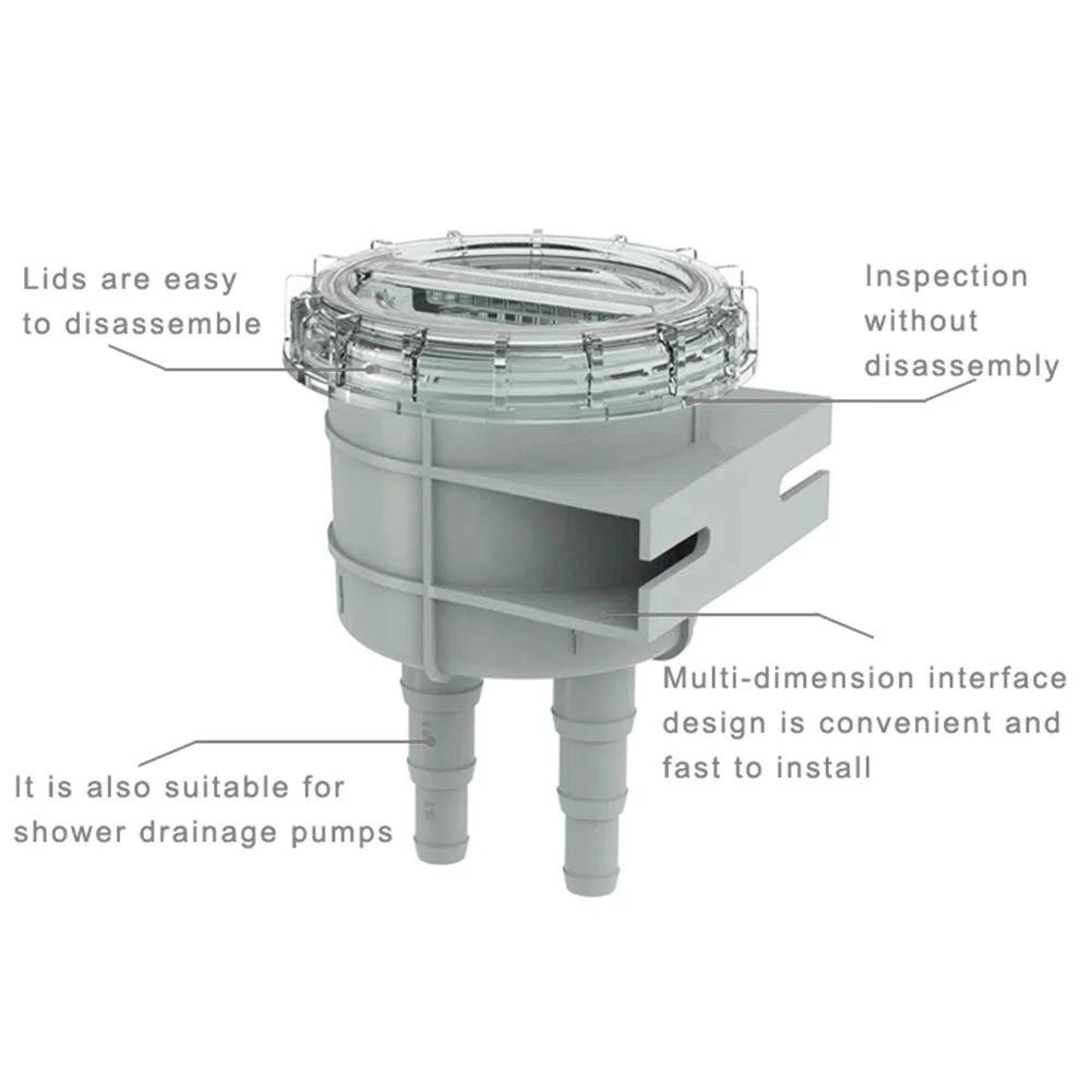 Filtro de agua de mar KIMISS, filtro de filtro de agua de mar de entrada de ABS de 4,3 pulgadas, limpiador de protección del motor, refrigeración para manguera de 1/2 pulgadas, 5/8 pulgadas y 3/4 pulg