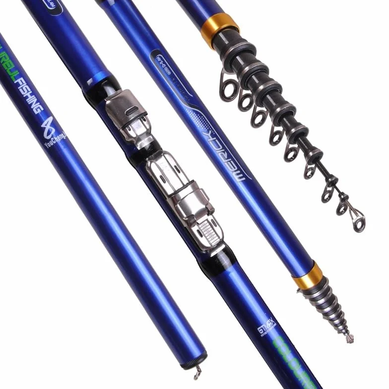 Caña de Pescar Telescópica de Fibra de Carbono 3.6M 4.5M 5.4M 6.3M Potencia M para Surf Carpa