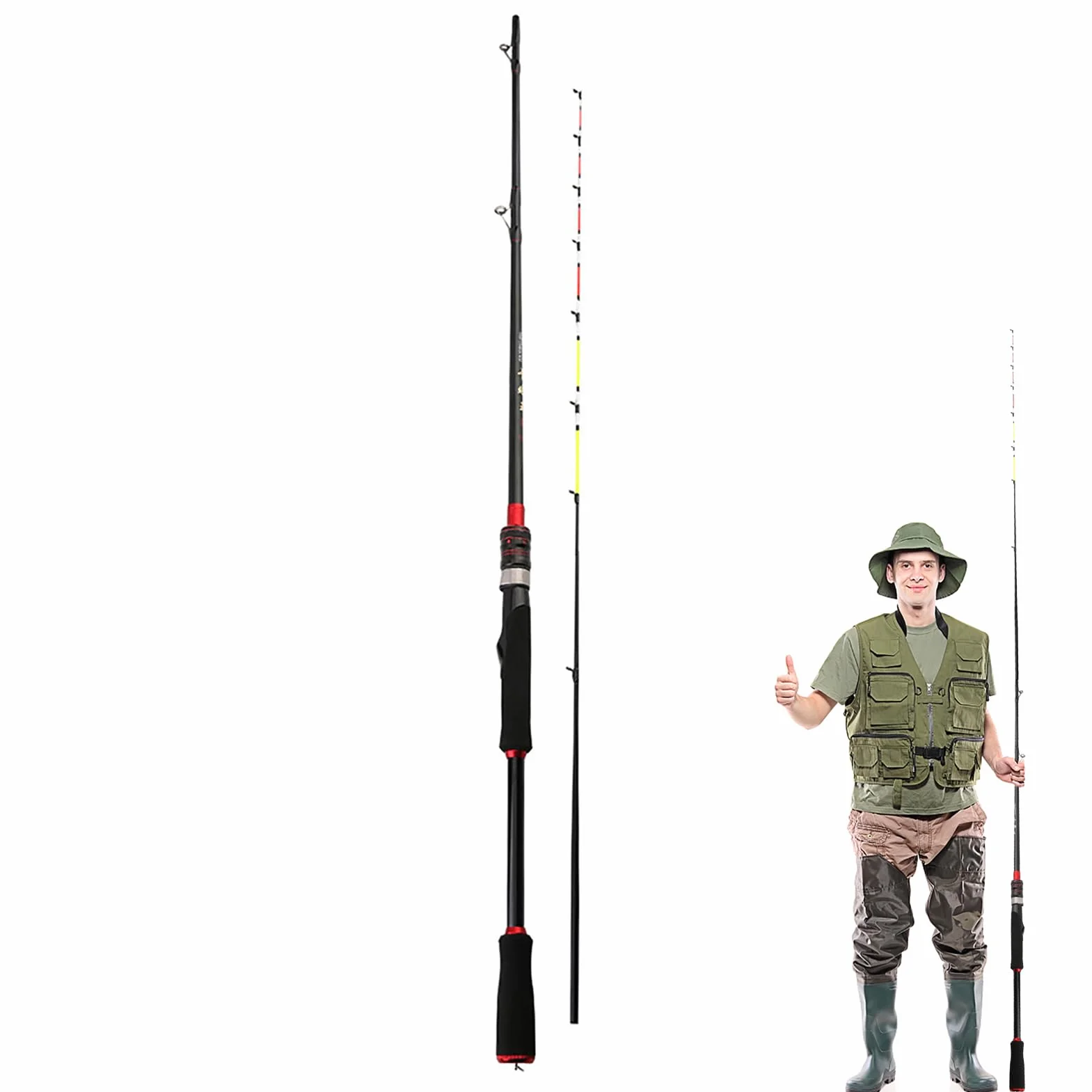 Caña de pescar Baitcasting – Caña de pescar de carbono ligera, construcción duradera y delicada, control suave de la línea | Equipo de pesca profesional para ríos, barcos, mares y marinas