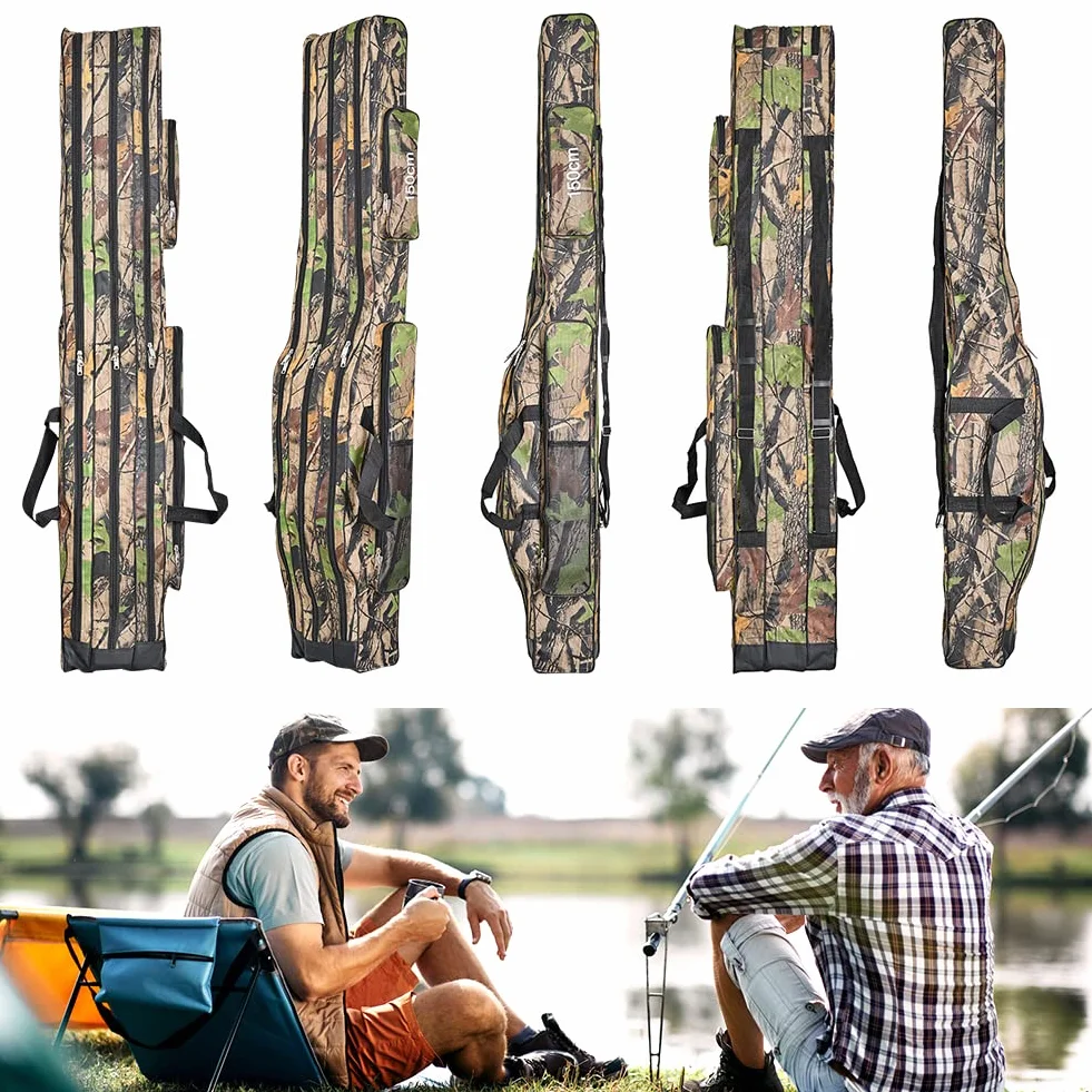 Bolsa de Pesca Oxford 150cm 3 Capas Portátil Alta Capacidad