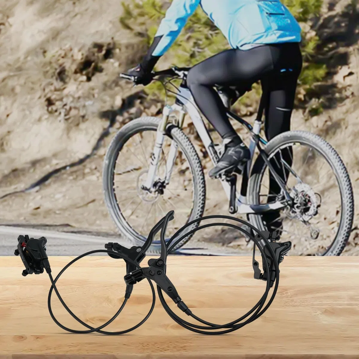 Juego de frenos hidráulicos para bicicleta de montaña, frenos de disco para bicicleta, juego de frenos de disco para bicicleta de 160 mm, para delantero 850 mm y trasero 1350 mm, juego de