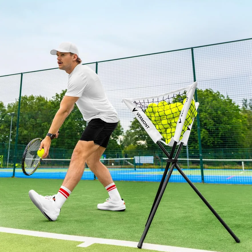 Vermont Cesta portátil para pelotas desplegable – Cesta de almacenamiento plegable ligera para tenis, críquet, béisbol y entrenamiento multideportivo – Capacidad para hasta 80 pelotas