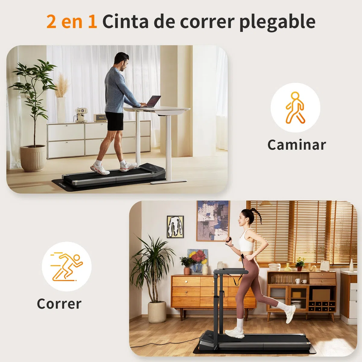 WalkingPad R3 Hybrid+ Cinta de Correr, Cinta de Caminar Plegable con asa 1-12 Km/h, área de Carrera Grande de 44 cm x 120 cm, 120KG Máx. Cinta de Correr Plegable para Uso doméstico con aplicación y