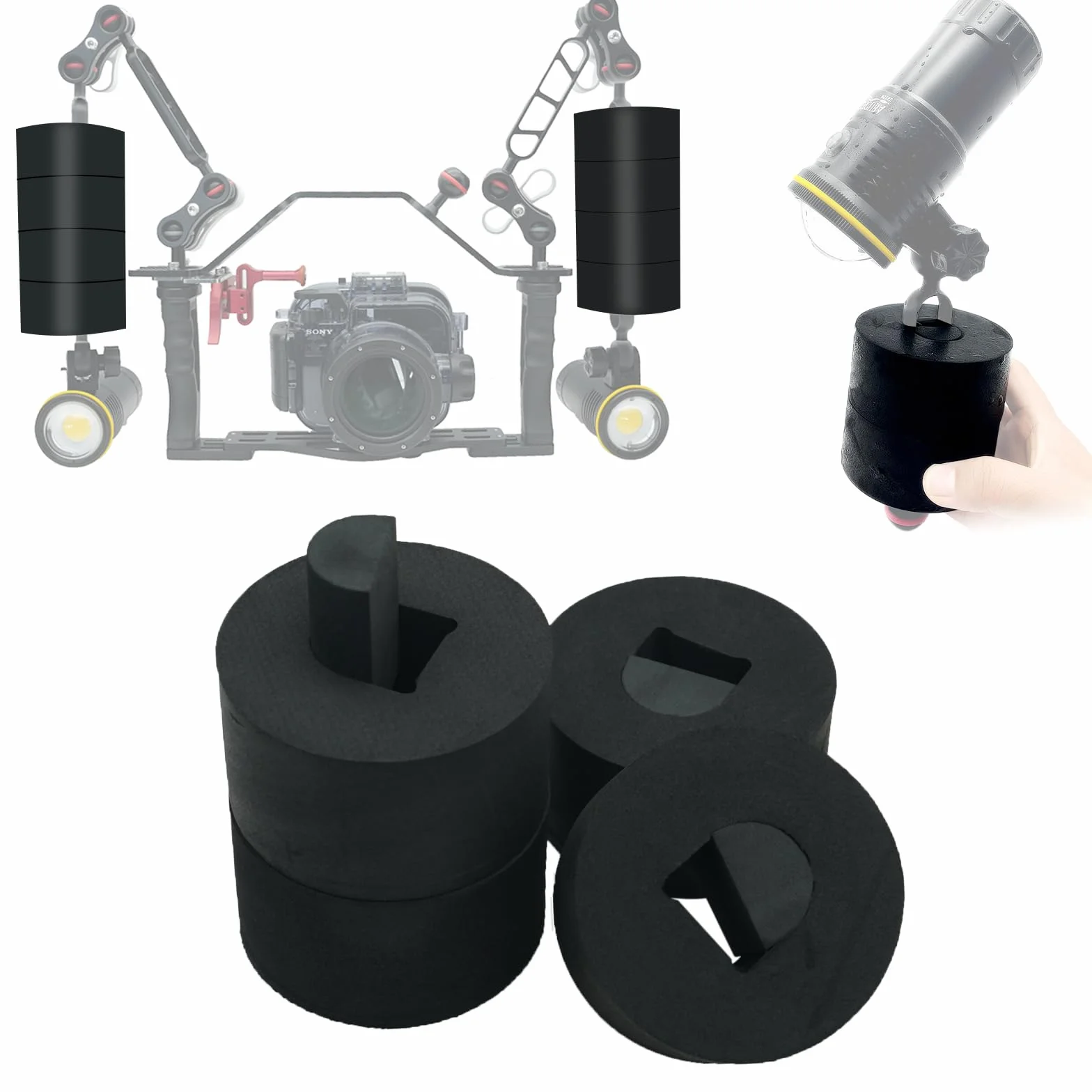 Nitescuba Faxs Jumbo Float Kit Flotabilidad para Ultralight INON Sea Arms WEEFINE Arms