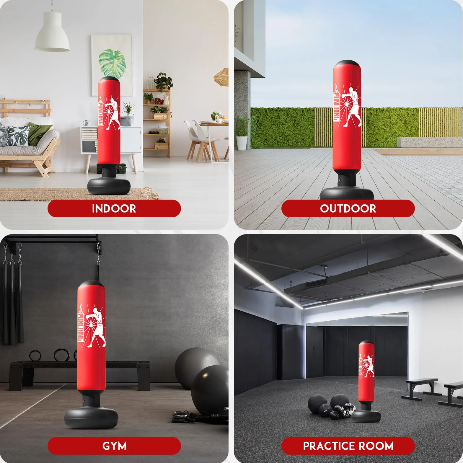 Qoosea Saco de Boxeo Niños 160cm Inflable de Pie con Guantes para Karate Kickboxing MMA 3-12 años