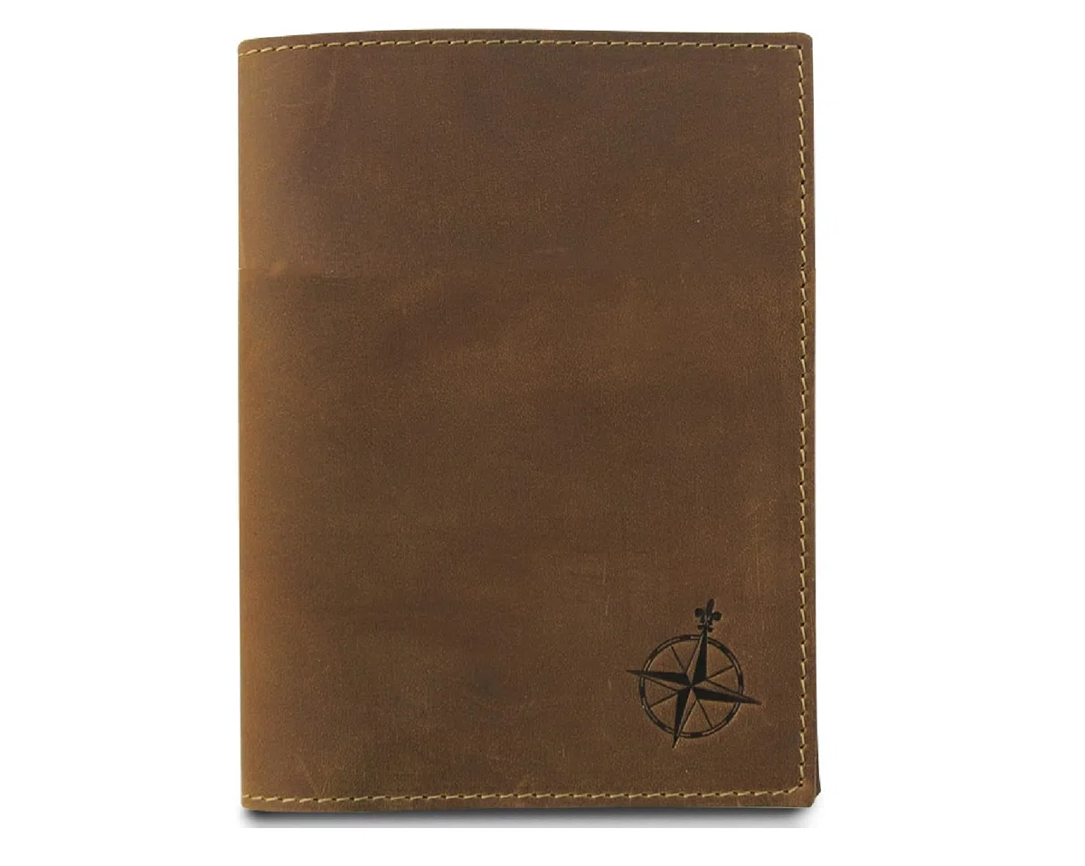WANDERINGS Cartera de Viaje de Piel con Tarjetero para Pasaporte - 11 x 14 cm - Funda de Piel auténtica con Bloqueo RFID para Hombre y Mujer - Cartera Plegable para pasaportes