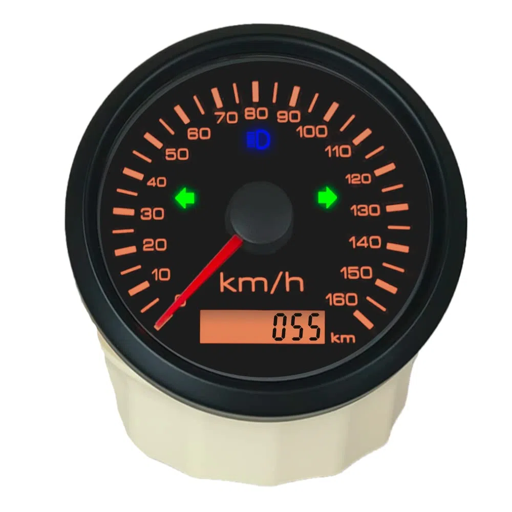 ELING Velocímetro GPS 0-160 km/h 999999 km cuentakilómetros 85 mm 9-32 V con retroiluminación roja amarilla para camión caravana SUV