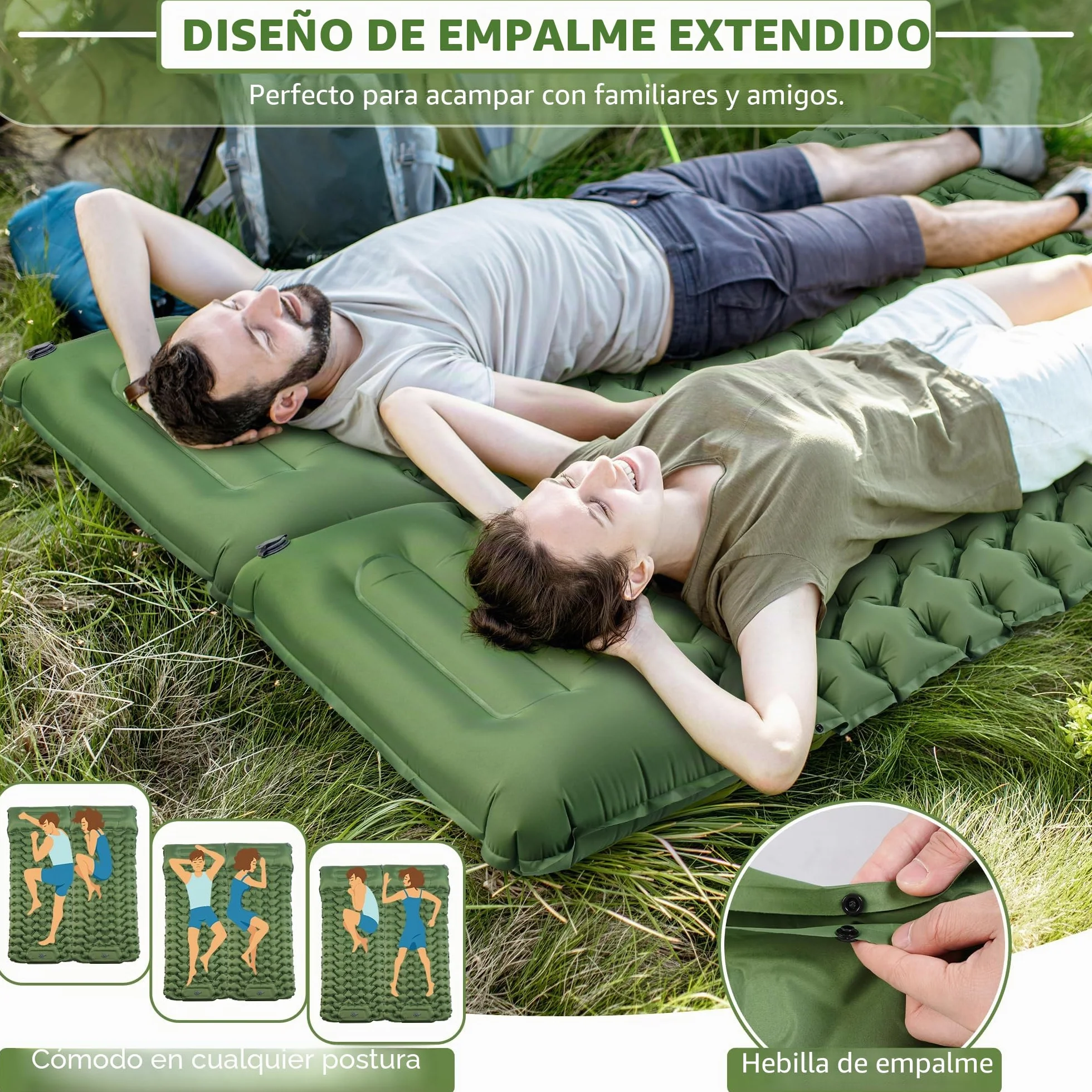 KUOGAS Esterilla Camping, Colchoneta Camping Ampliado y Grueso, Colchoneta Inflable con Bomba de Aire a Pedal, Colchoneta Ultraligera y Portátil, Ideal para Playa, Senderismo