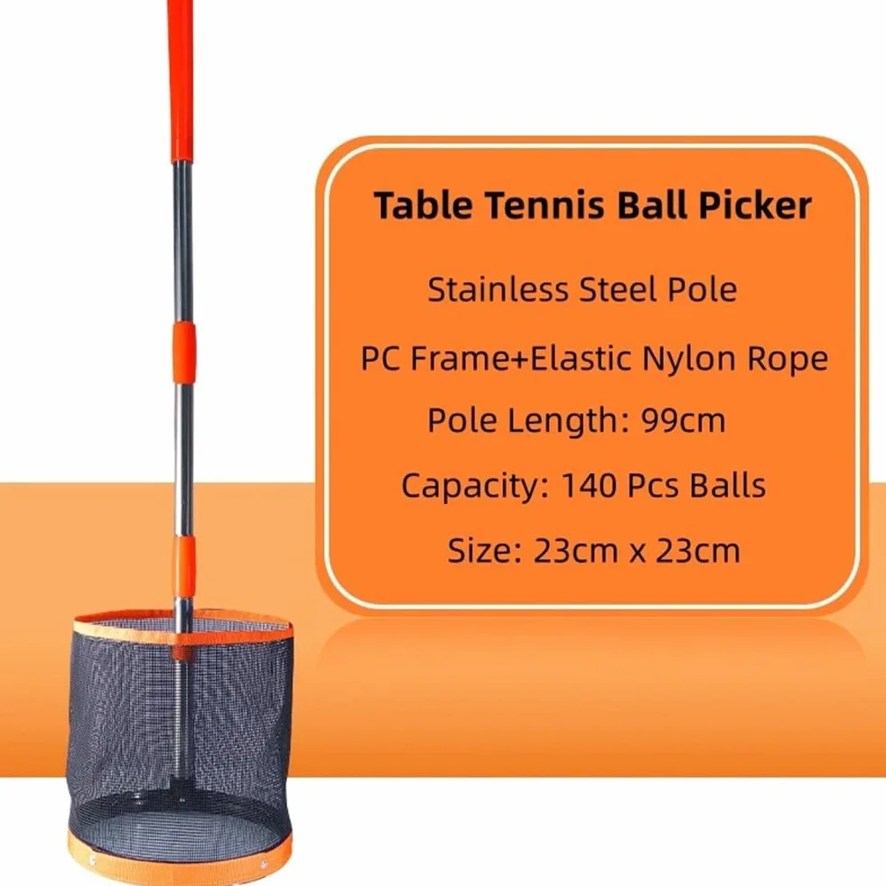 Recolector de pelotas de tenis de mesa ajustable, recogedor de pelotas de ping pong ajustable con capacidad para alrededor de 120 pelotas de tenis de mesa, longitud ajustable, para recoger y