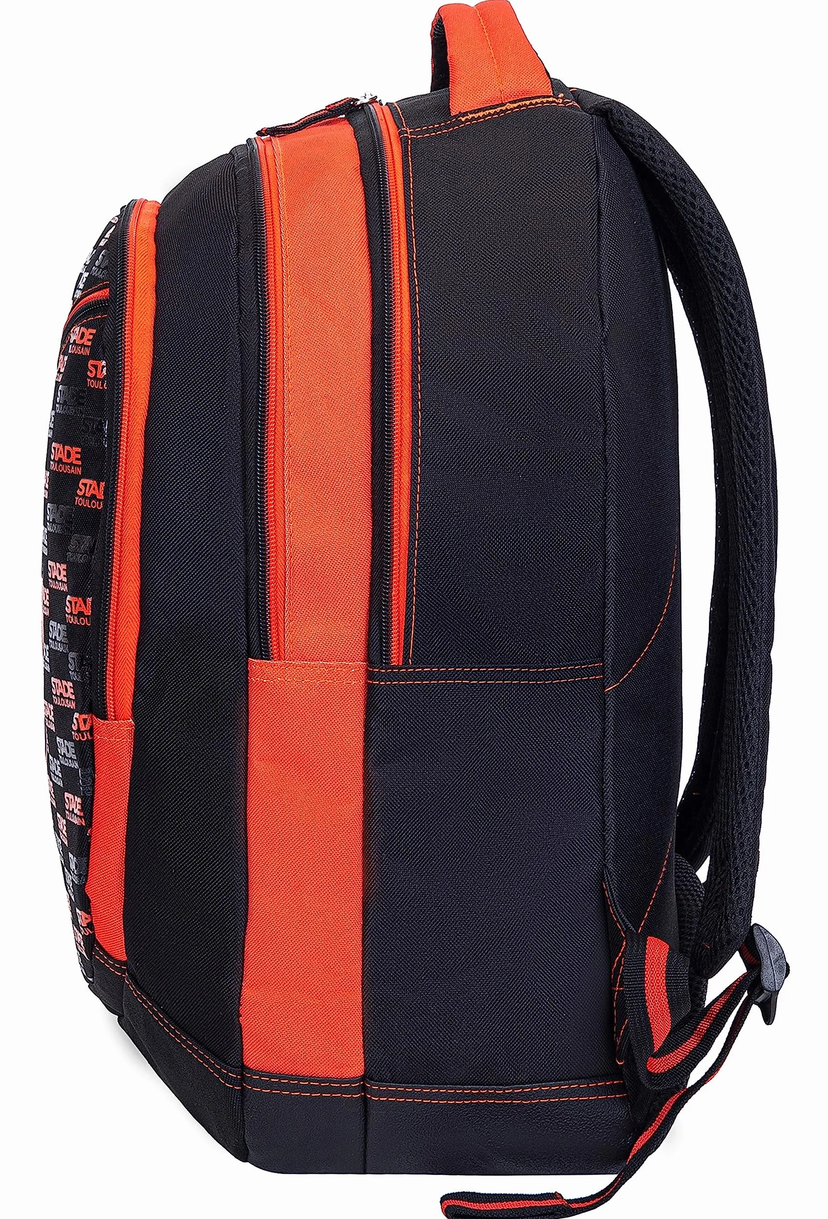 Stade Toulousain - Mochila escolar Toulouse, colección oficial de Rugby, Negro , 32 x 45 x 16 cm