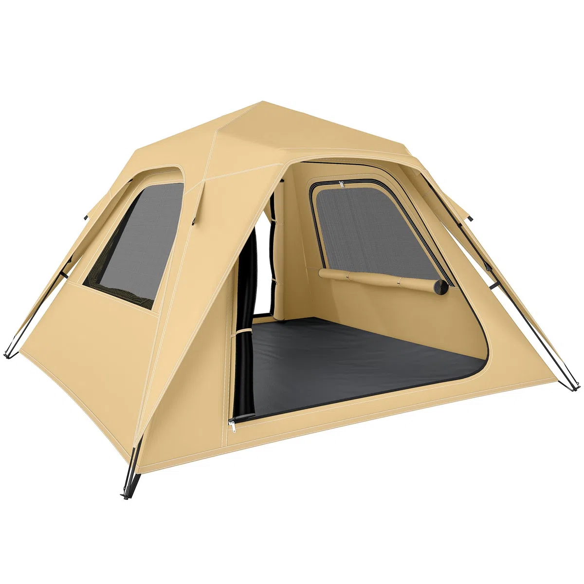 Outsunny Tienda de Campaña Instantánea, Tienda Pop Up con Ventanas de Malla y Bolsa de Transporte, Impermeable 3000mm y Protección UPF50+, para 2-3 Personas, Caqui