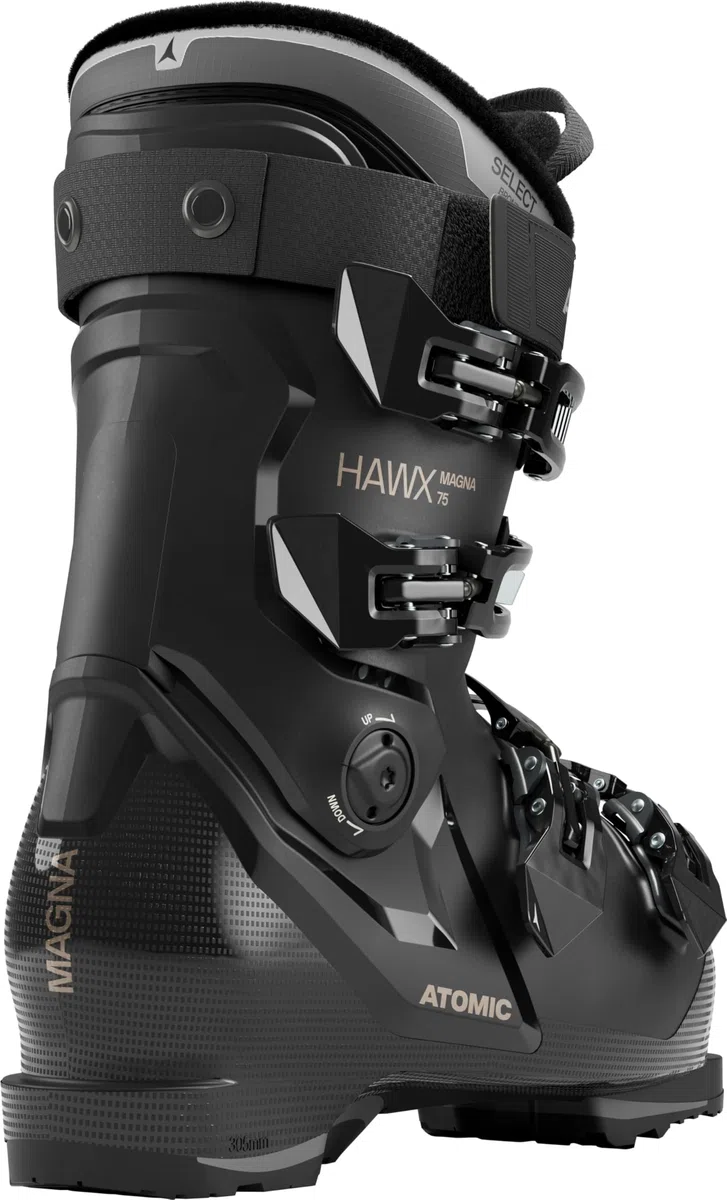 ATOMIC HAWX Magna 75 W Skischuhe - Alpin-Skischuh für Damen/Erwachsene in Schwarz - 102mm breite Passform - Stabile Prolite Konstruktion - Memory Fit für präzisen Sitz