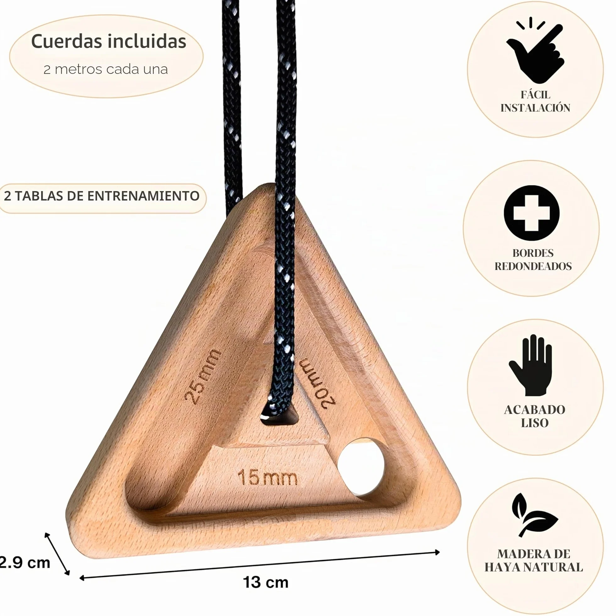 Bellaroca Hangboard Escalada Portátil Tabla de Madera para Fortalecer el Agarre en Boulder y Escalada en Roca