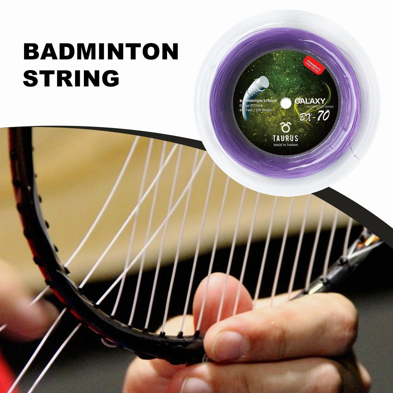 Genérico Cuerda para Bádminton - Raqueta De Bádminton con Hilo De Reemplazo - 200 Metros Elástica para Práctica Deportiva Y Uso Intensivo
