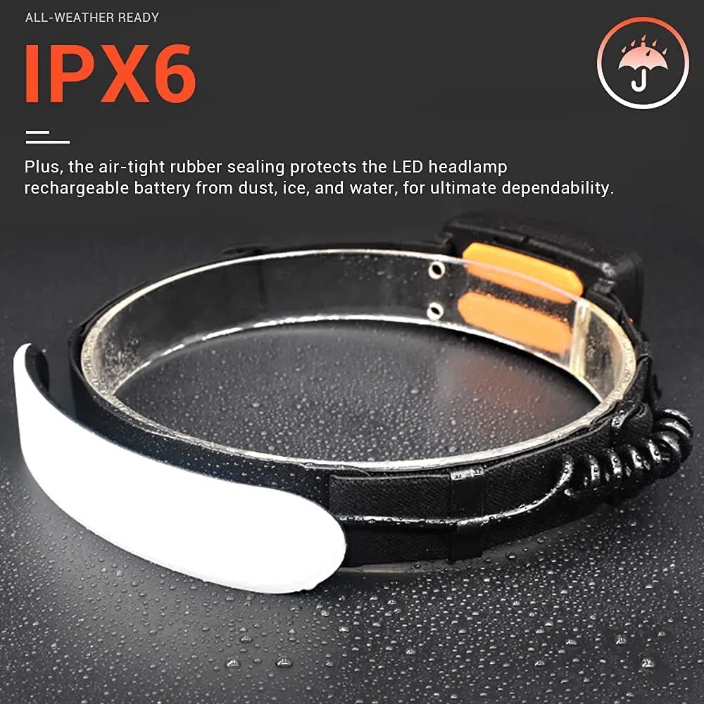 LETOUR Linterna Frontal LED Recargable,3 Modos Frontal LED Recargable Alta Potencia, Linterna Cabeza, Luz Frontal Cabeza Frontales para Camping, Ciclismo, Senderismo, Pesca.