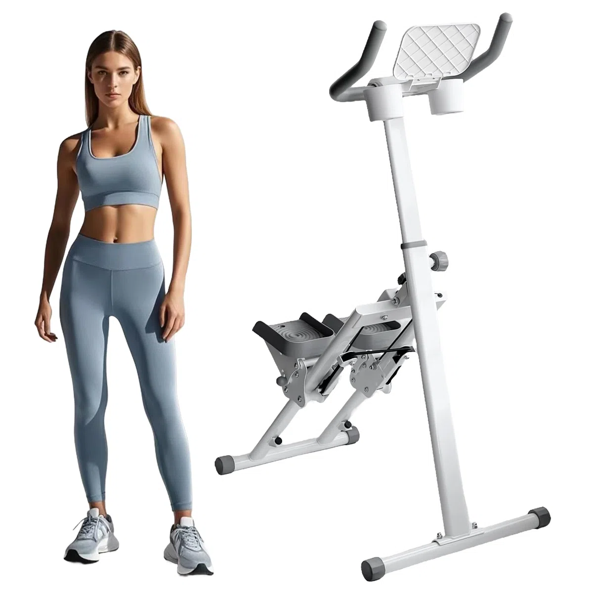 Escalador de Fitness Plegable Escalador Aeróbico Equipo de Fitness para el Hogar con Soporte y Vaso Equipo de Fitness para Todo el Cuerpo con 242LBS de Carga en el Manillar y Pedales