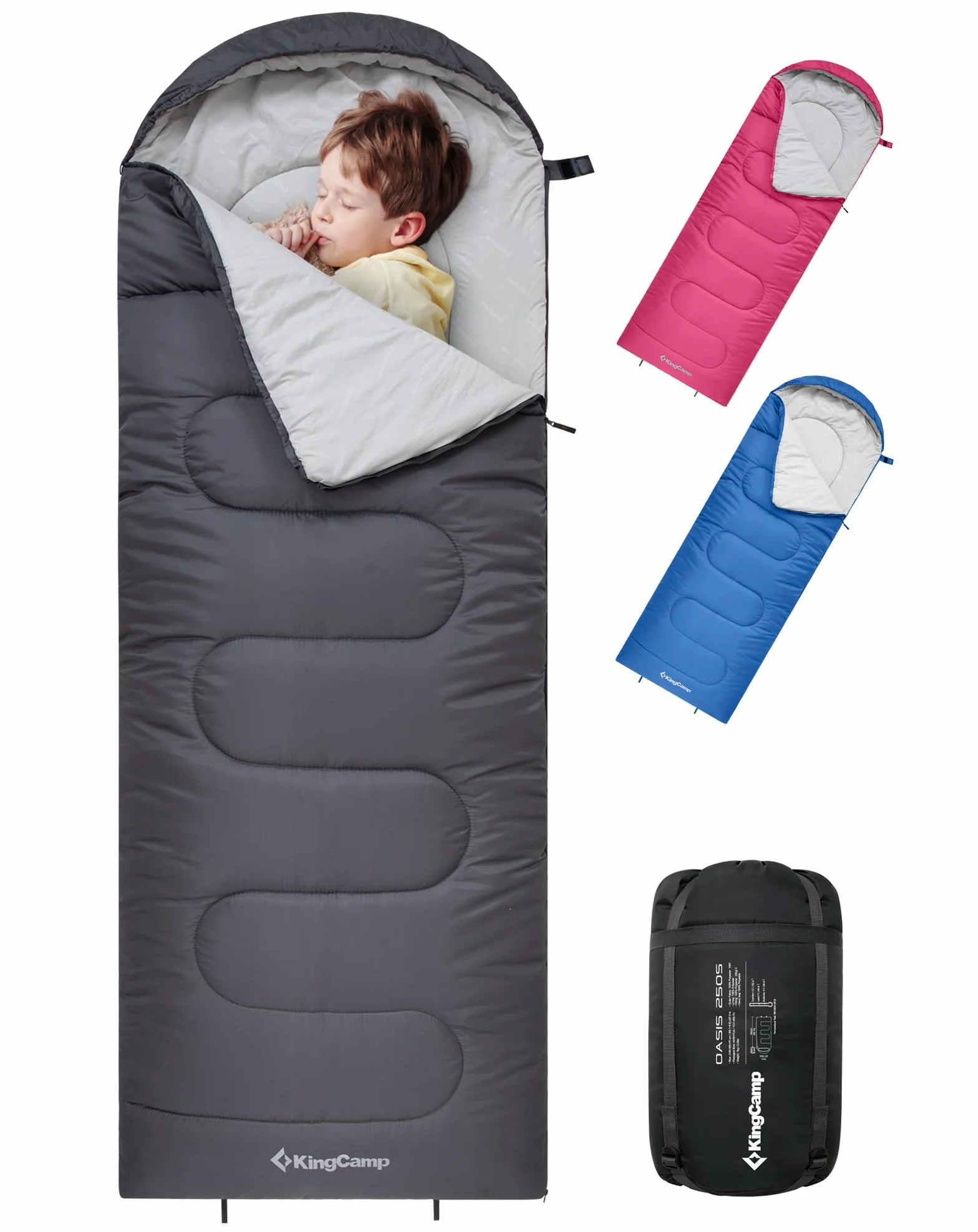 KingCamp Saco de Dormir Oasis 3-4 Estaciones Impermeable y Ligero para Camping (Niños y Adultos) - Conectable Izquierda/Derecha para Saco Doble, Ideal para Viajes y Actividades al Aire Libre
