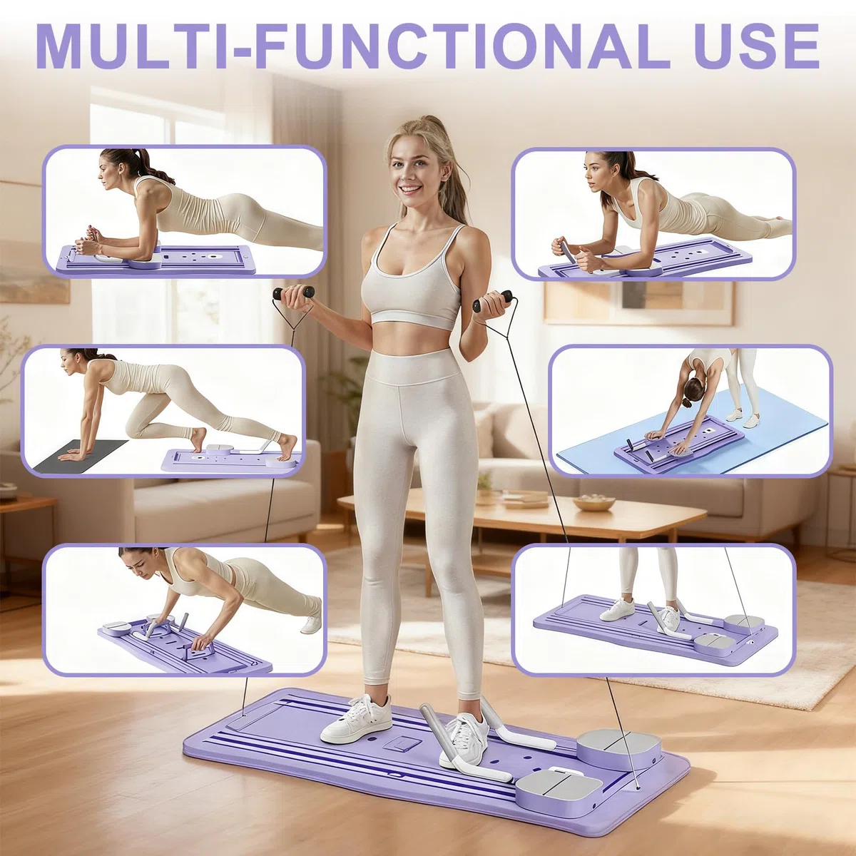Roadtime Reformador Pilates 6 en 1 Mejorado Plegable Conjunto y Temporizador Compacto, Bandeja Pilates para la Protección de las Rodillas y Entrenador Multifuncional, Tabla Abdominal con Rebote