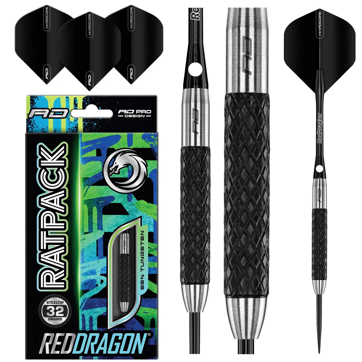 RED DRAGON Rat 26g, 28g, 25g, 30g, 32g o 35g Dardos de Tungsteno de Punta de Acero con Plumas y Eje de Dardos