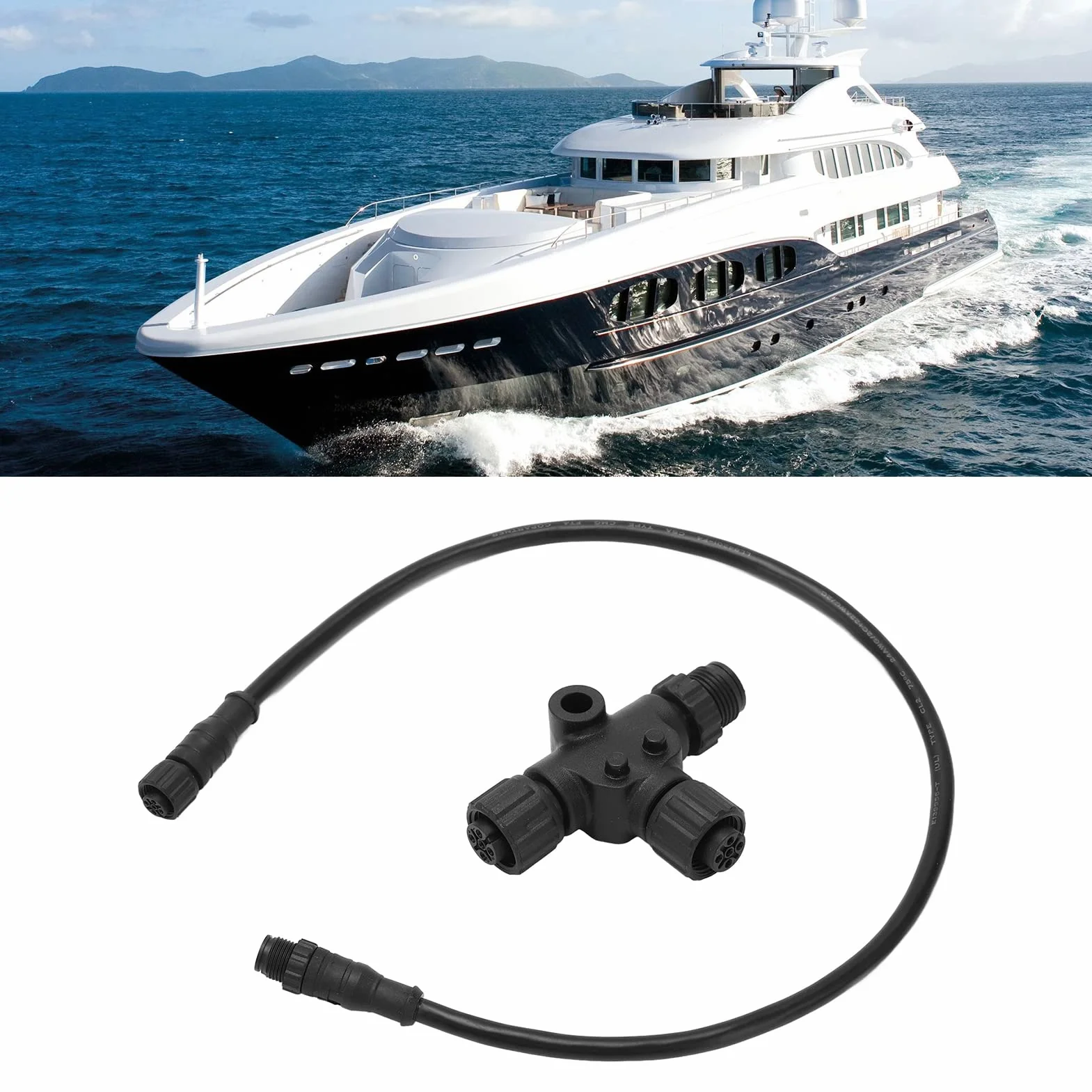 Cable troncal NMEA 2000 ABS con Conector en T 5 Pines IP67 M12 0,5 M