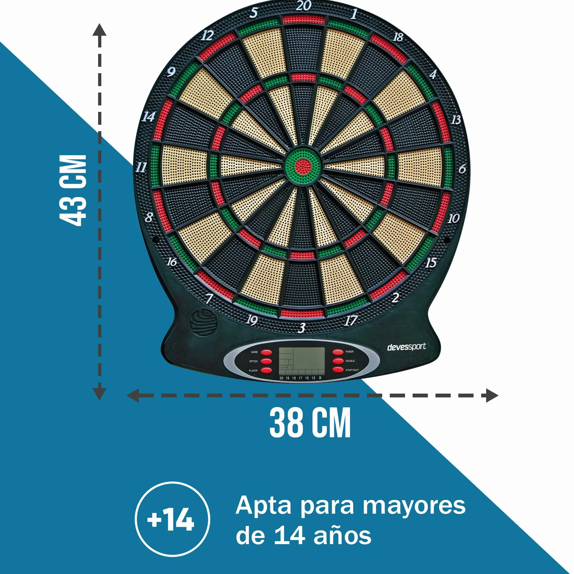 Devessport Diana Electrónica Orion | con 18 Juegos y 159 Variaciones, Pantalla LCD y 6 Dardos de Punta Blanda | para 1 a 8 Jugadores | Ideal para Uso Familiar y Doméstico