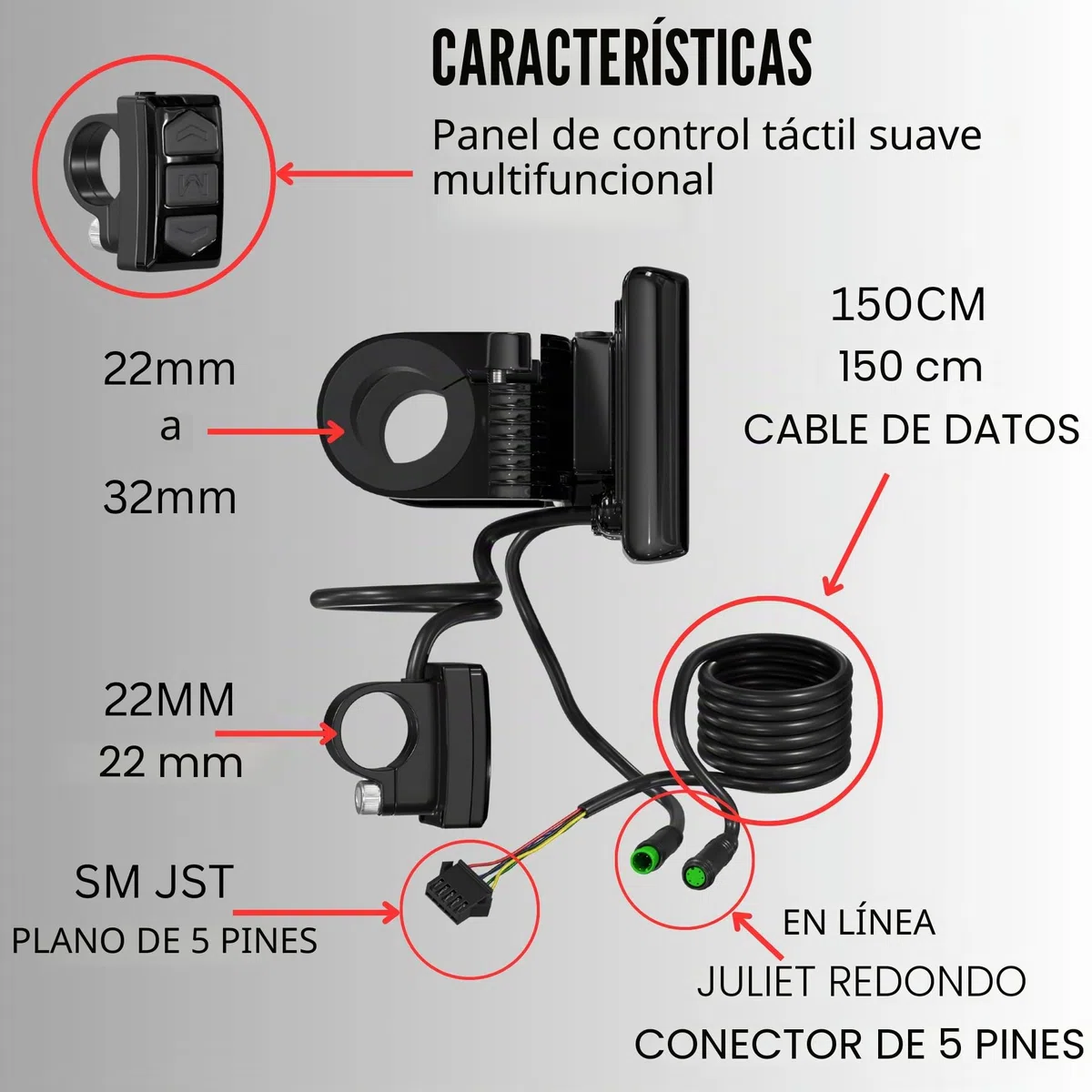 SW900 - Pantalla LED para bicicleta eléctrica, 5 pines, SW900, 36 V, 48 V, 60 V, 72 V, velocímetro