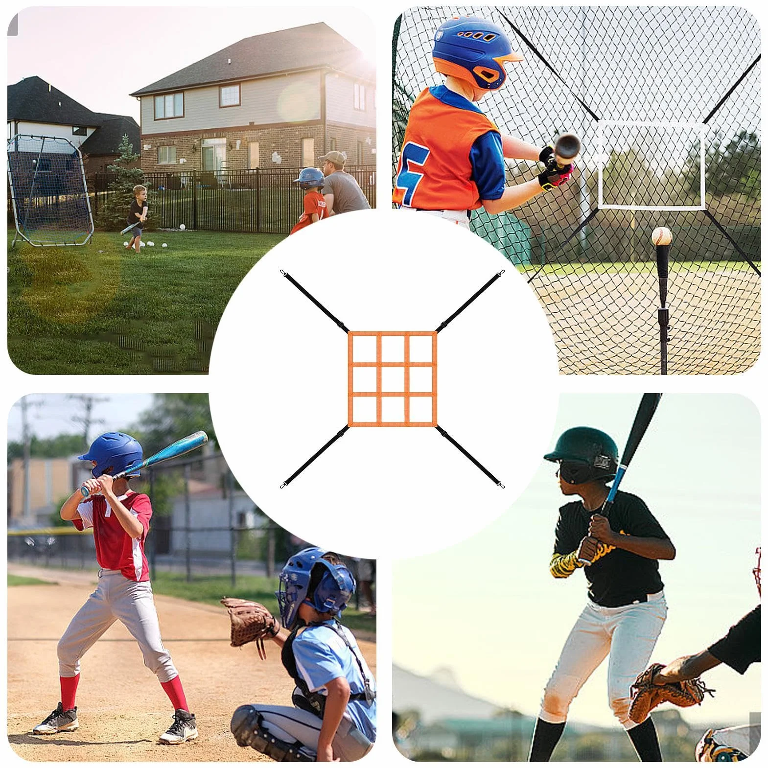 Strike Zone Target, Pitching Target Strike Zone | Red de objetivo de lanzamiento ajustable - Red de práctica de béisbol, correa de fijación para golpear, golpear, atrapar, ayuda de