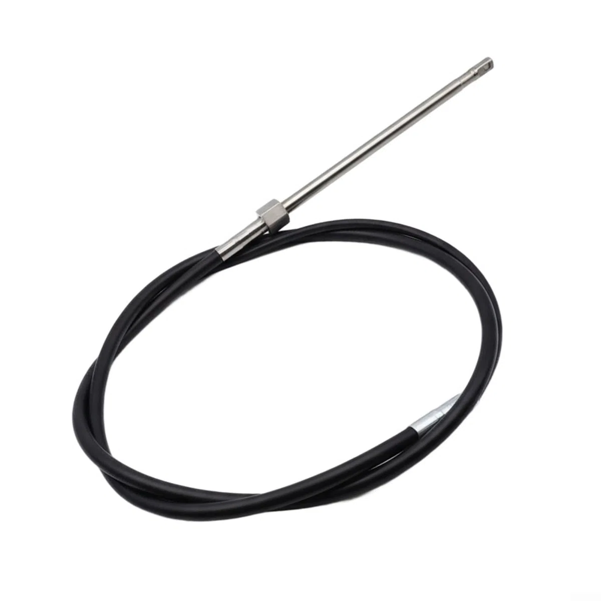 Cable de dirección de barco de grado marino, kit de timón fuera de borda giratorio para funda para pesca lanchas inflables negro (12 pies)
