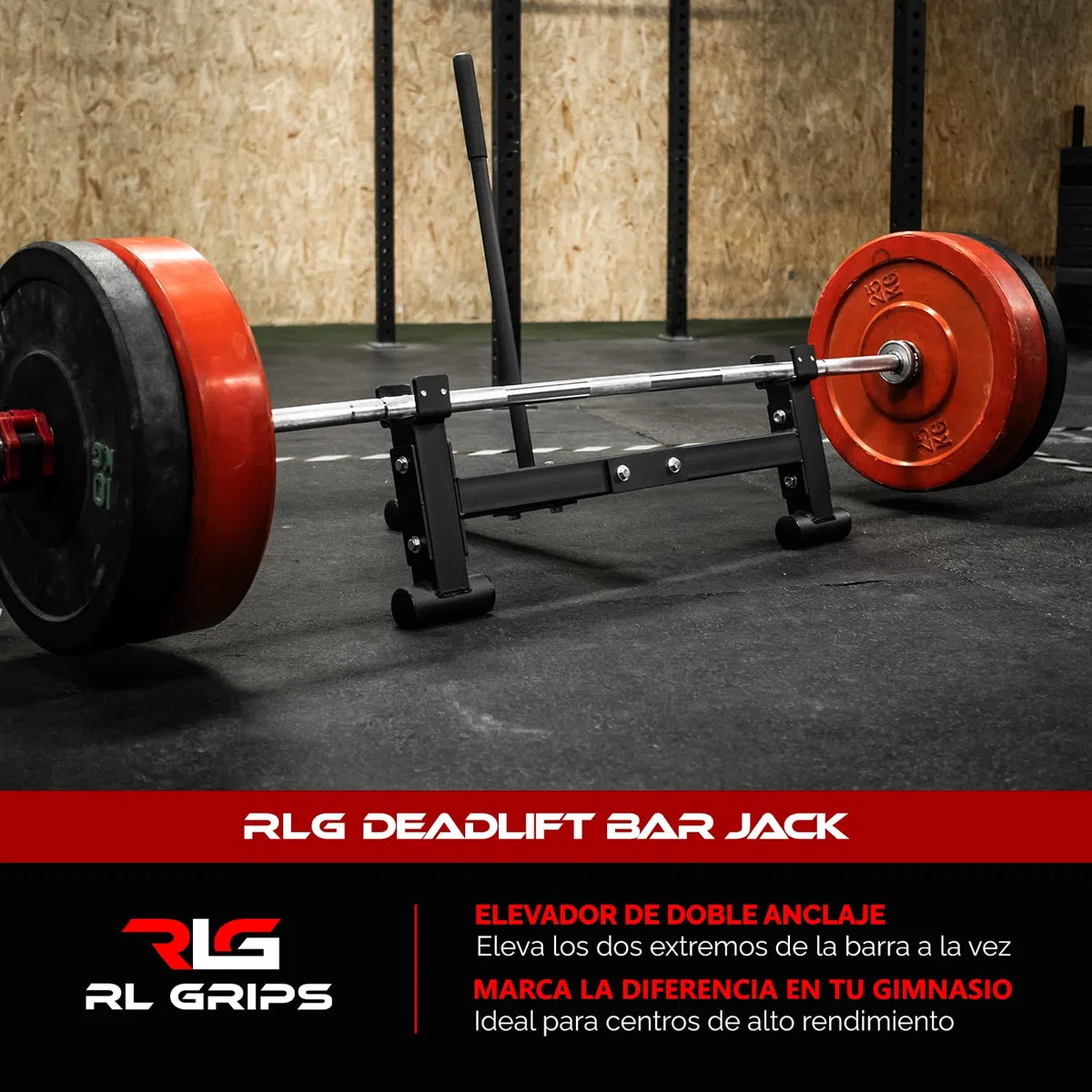 RL Grips - Deadlift Bar Jack - Elevador de Barra para Peso Muerto de Acero Resistente - Gato de Carga para Powerlifting, Halterofilia, CrossFit y Gimnasio Profesional