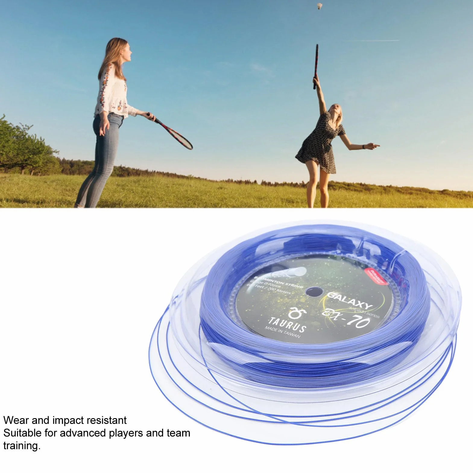 Cuerda de Bádminton POWERTI BX70 0 7mm Alta Elasticidad Nylon Multifilamento 200m Accesorio Profesional para Raquetas Entrenamiento y Competición Color Azul