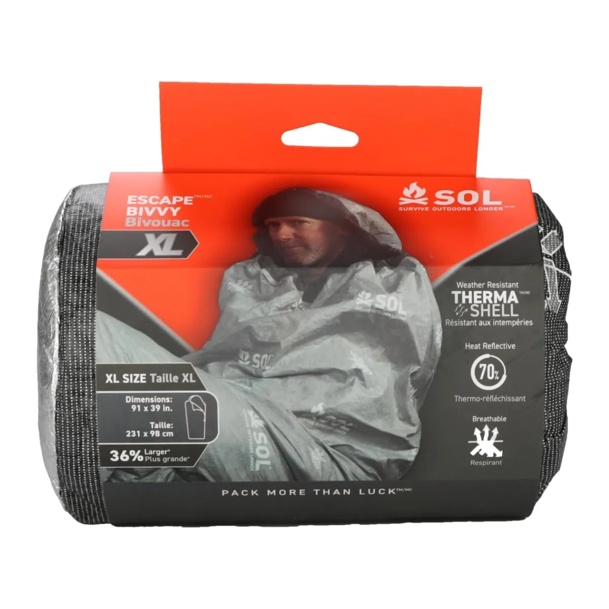 survive outdoors longer XL with Hood-Grey Sol Escape Bivvy Capucha-Gris