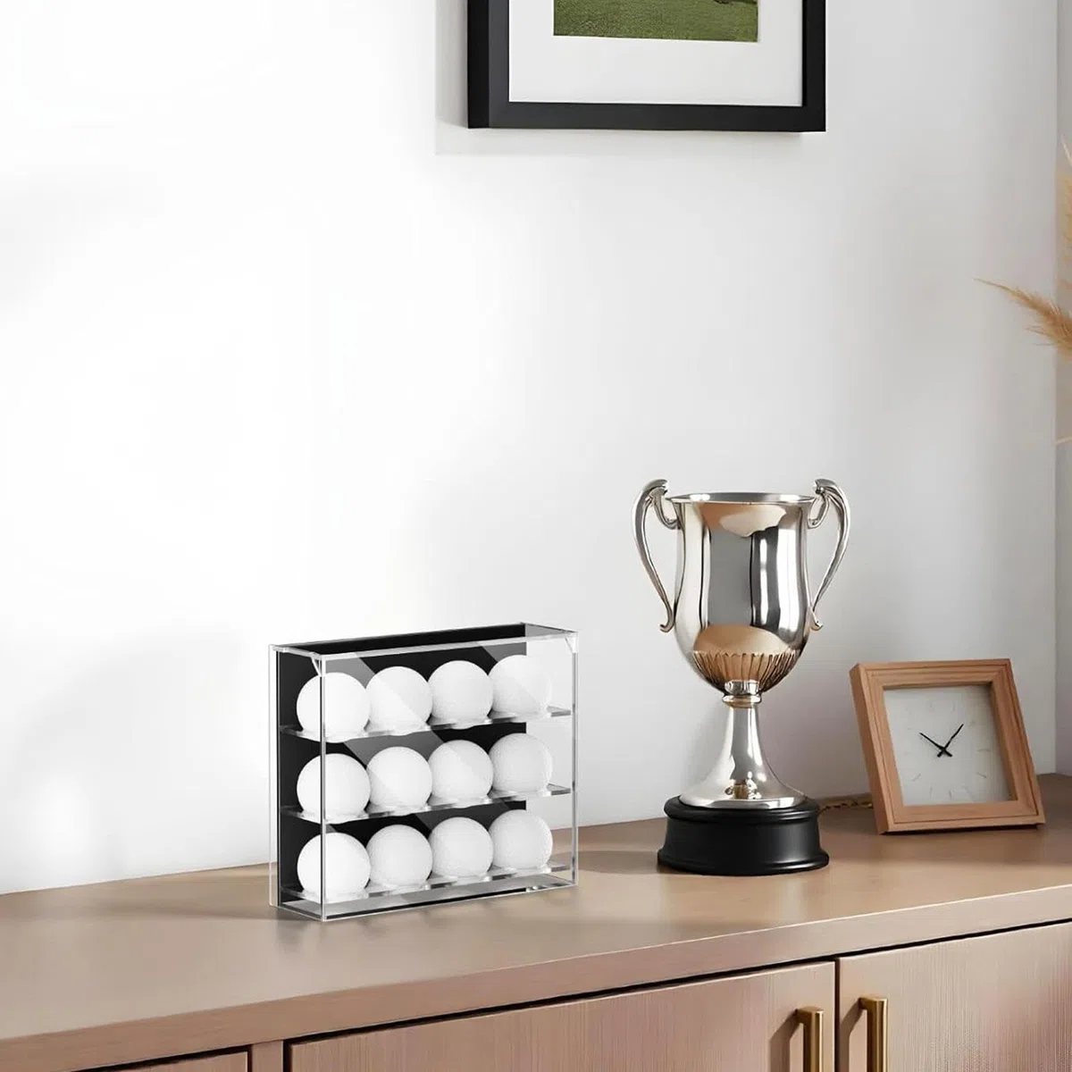 Vitrina de Pared para Pelotas de Golf, 3 Niveles, 12 Ranuras, Elegante, Transparente, para el hogar, Soporte para Pelotas de Pong.