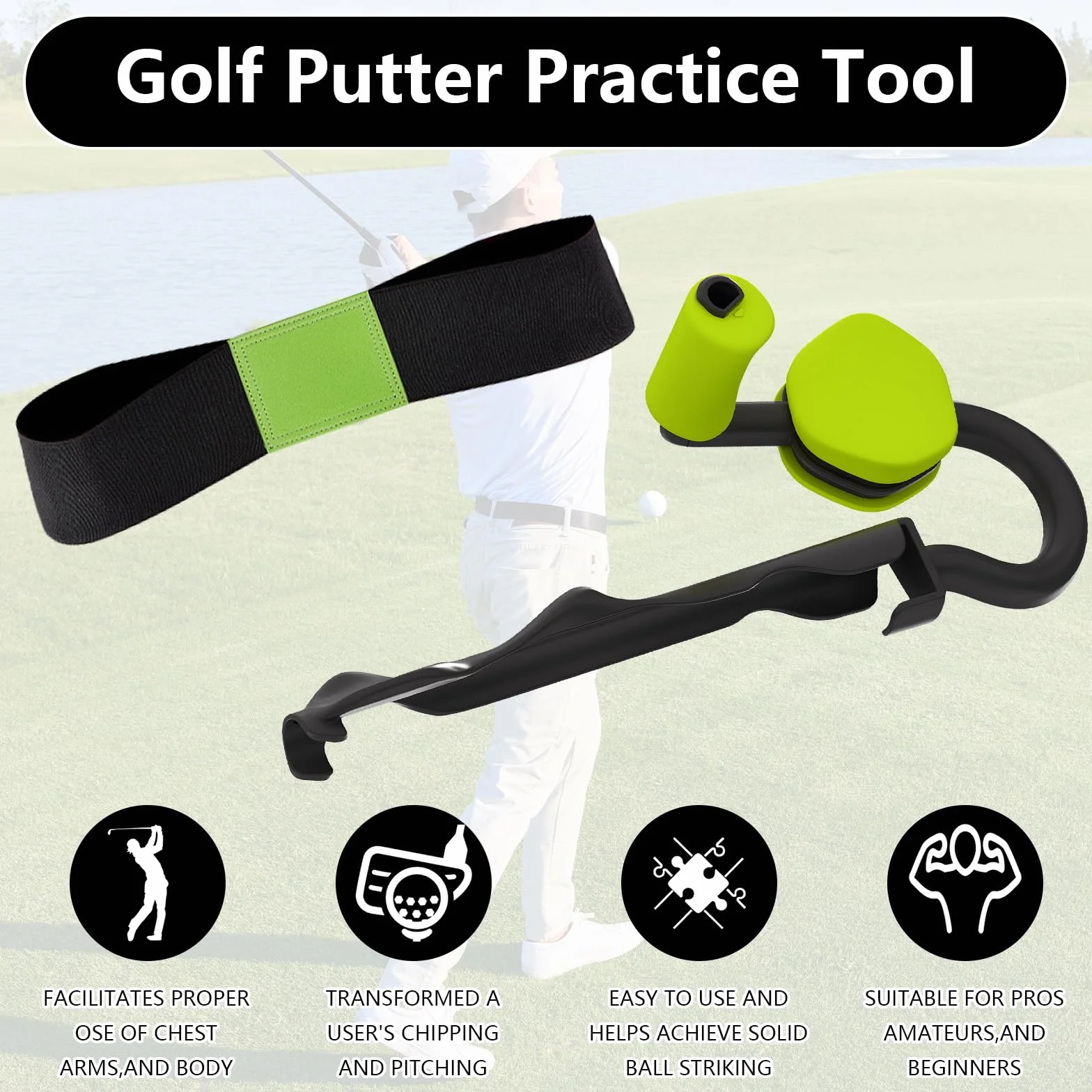 Entrenadores de Golf, Equipo de Práctica de Putting con Mecanismo Antideslizante para Mejorar el Swing