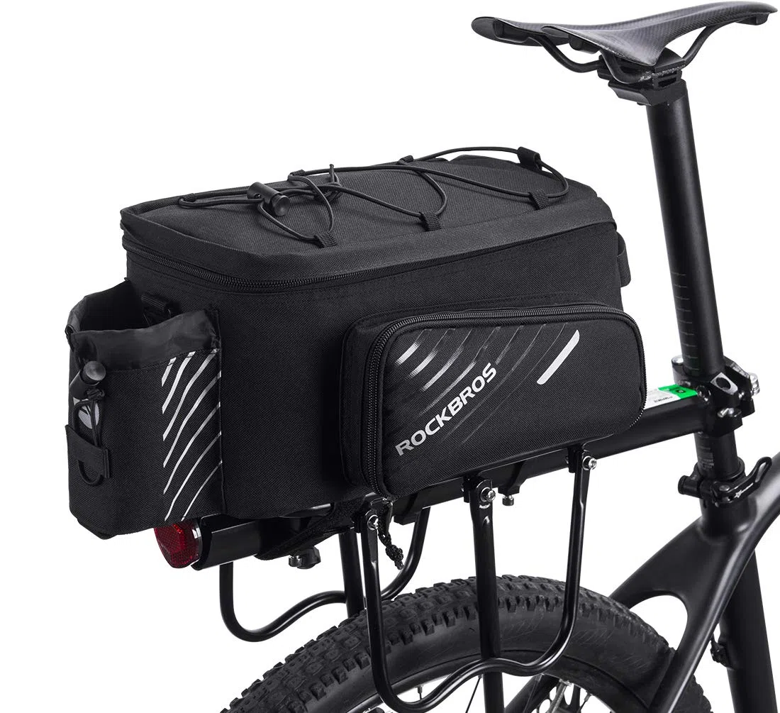 ROCKBROS Bolsa Trasera de Bicicleta para Portaequipajes Alforja Multifuncional Extensible 9-12L para Asieto con Funda Impermeable para MTB Bicicleta Carretera Viaje