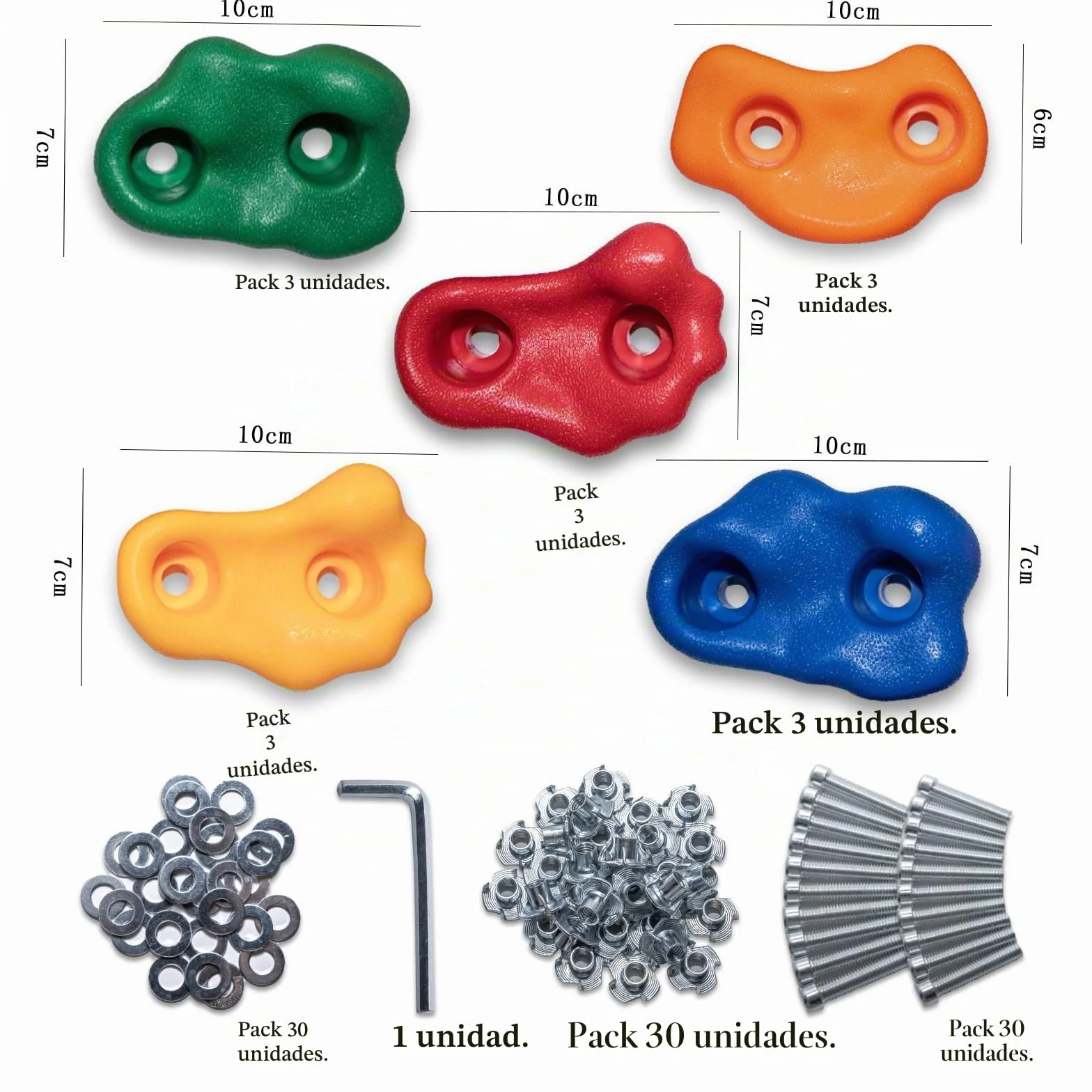 CIMOYBAI 15 Piezas de Soportes de Escalada, Piedras de Escalada para Niños al Aire Libre, Soportes de Pared de Escalada Niños con Tornillos de Fijación para Torre