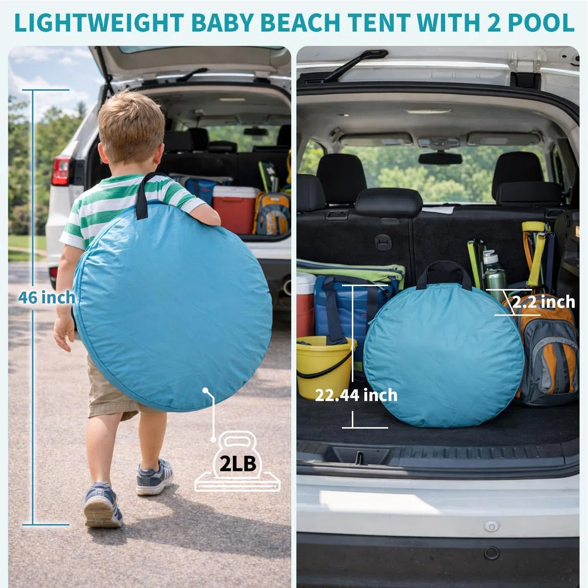 Pop-Up Kids Beach Tent with Little Pool, Child Beach Tent with Pool | UV Protection Foldable Portable Sun Shelter, For Vacation, Camping, Picnics, Garden, Park
