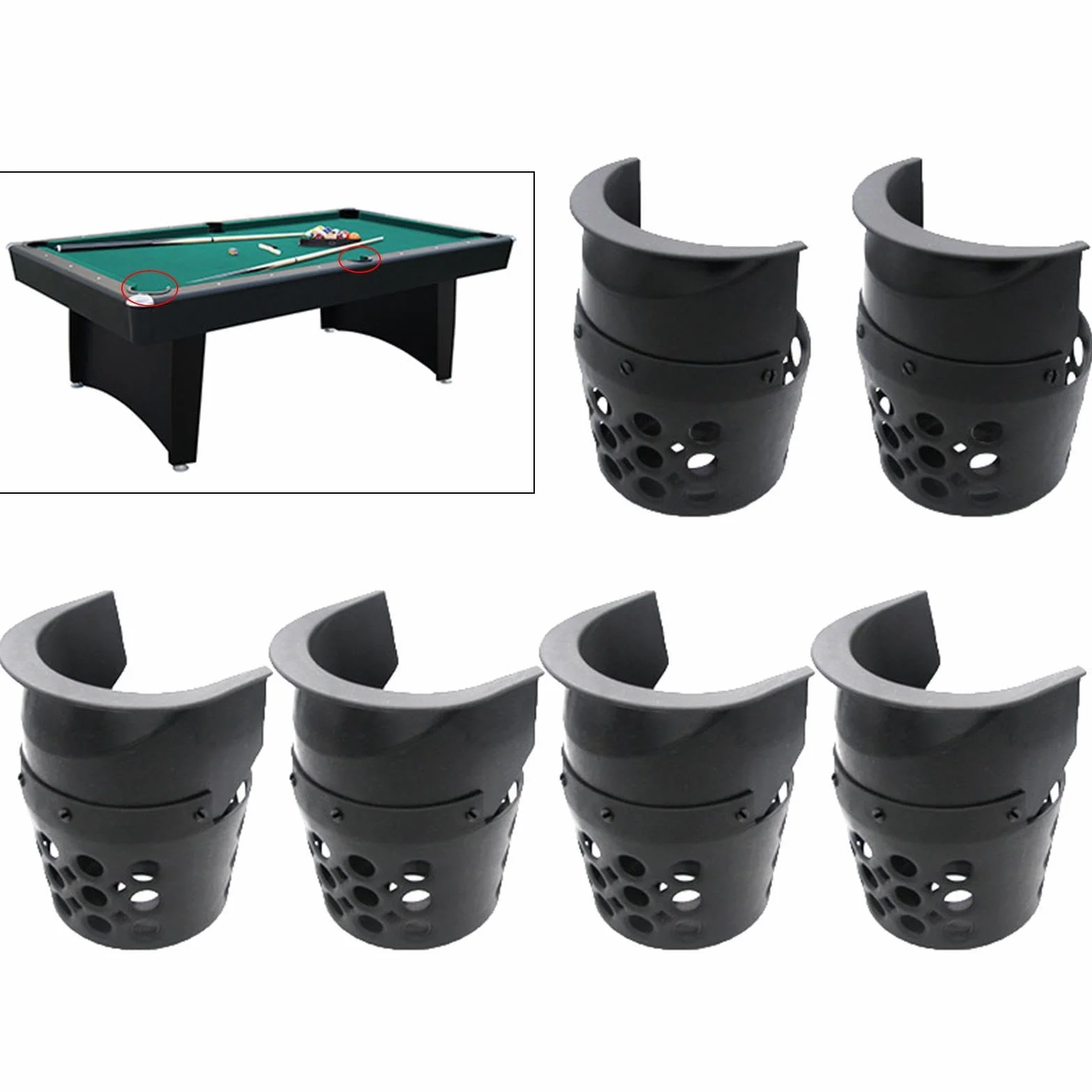 LOVIVER 6 Bolsillos de Billar para Mesa de Billar, Bolsillos de Red, Color Negro