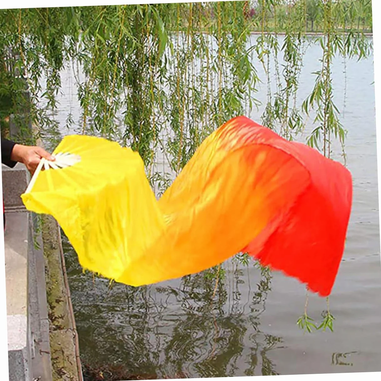 Abanicos De Danza Plegables 2 Piezas Ventiladores De Velo Degradado 47.24x23.62In para Festivales