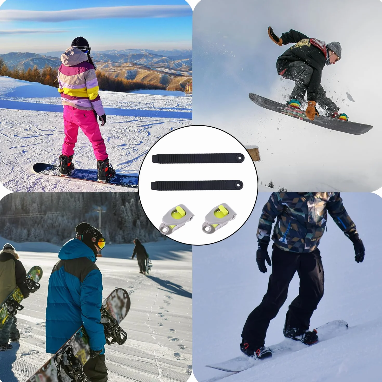 BOXOB 2uds Correas de Tobillo para Snowboard con Hebillas Negras Duraderas