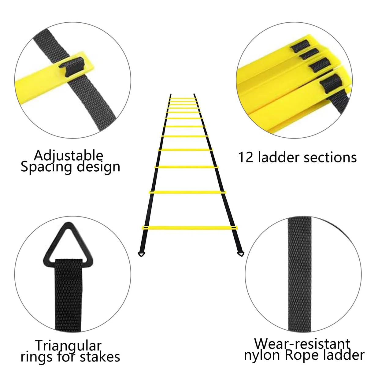 Escalera de Entrenamiento de Agilidad Futbol 6M, Accesorios de Entrenamiento de Fútbol para Velocidad y Agilidad con 10 Conos y 4 Postes, Coordinación Escalera de Entrenamiento para Niños y Adultos