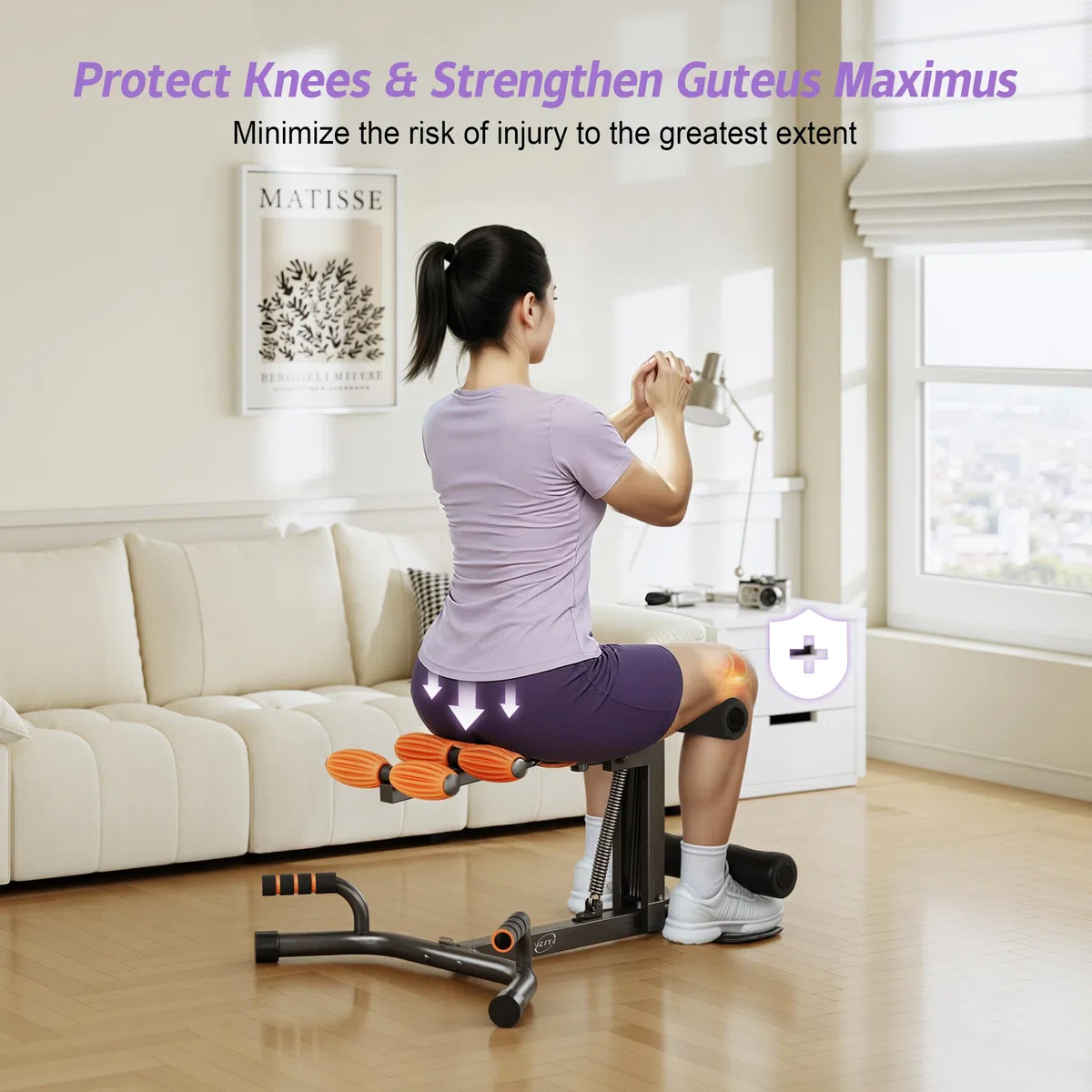 Máquina de Sentadillas Profundas, Entrenador de Glúteos Ajustable, Core y Abdominales para Entrenamientos de Bajo Impacto de Tren Inferior, Ejercicios de Flexiones en Gimnasio en Casa