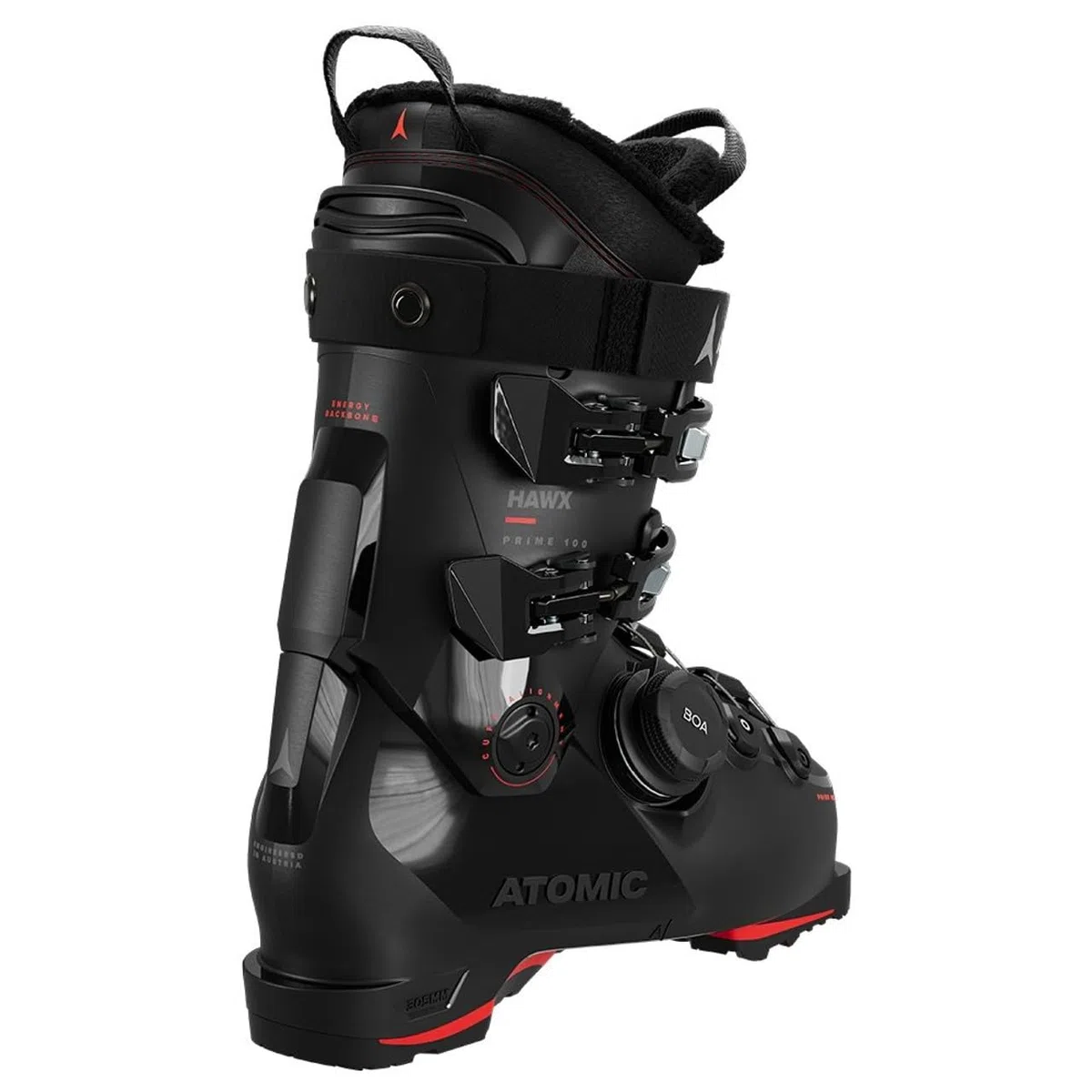 Atomic Hawk Prime 100 Boa GW Skischuhe - Alpin-Skischuh in Black/Red - Boots mit 3D Knöchel & Ferse für präzisen Sitz - Ideal für Skifahrer mit mittelbreiten Füßen